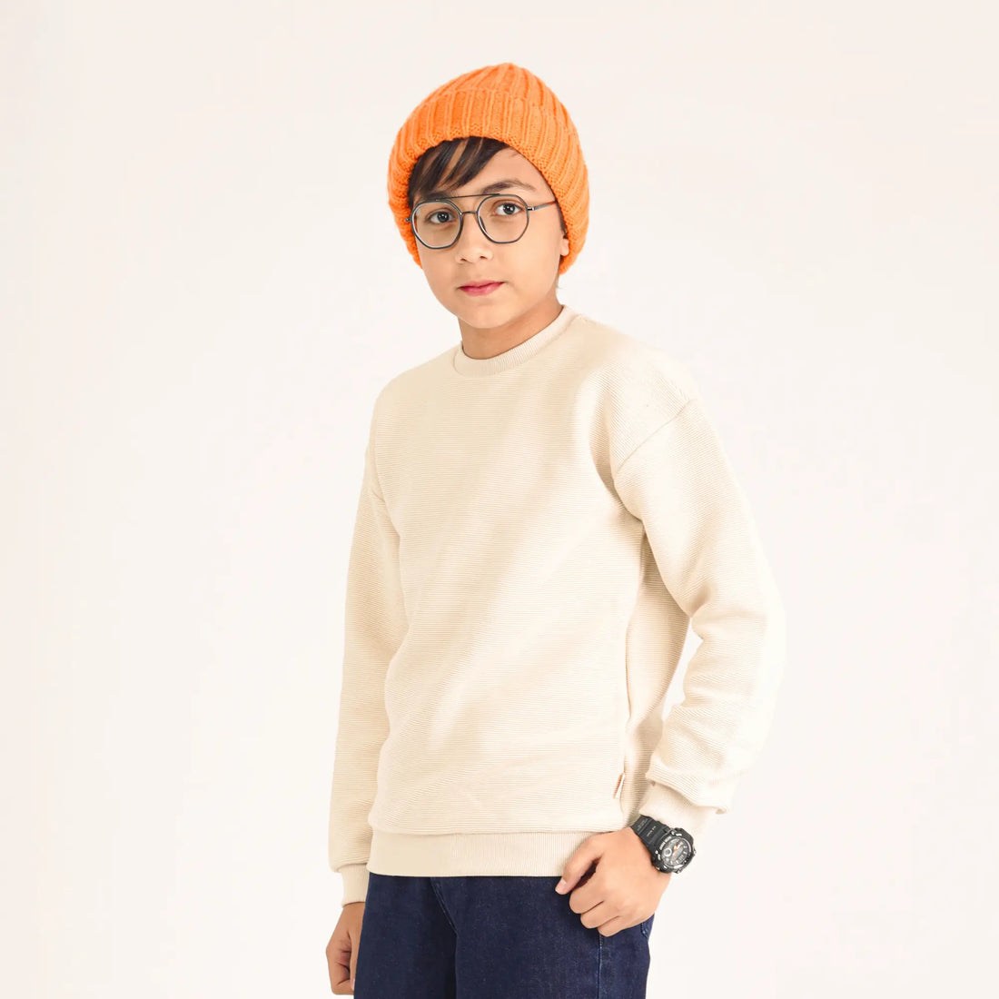 Beige Textured Sweatshirt image 0