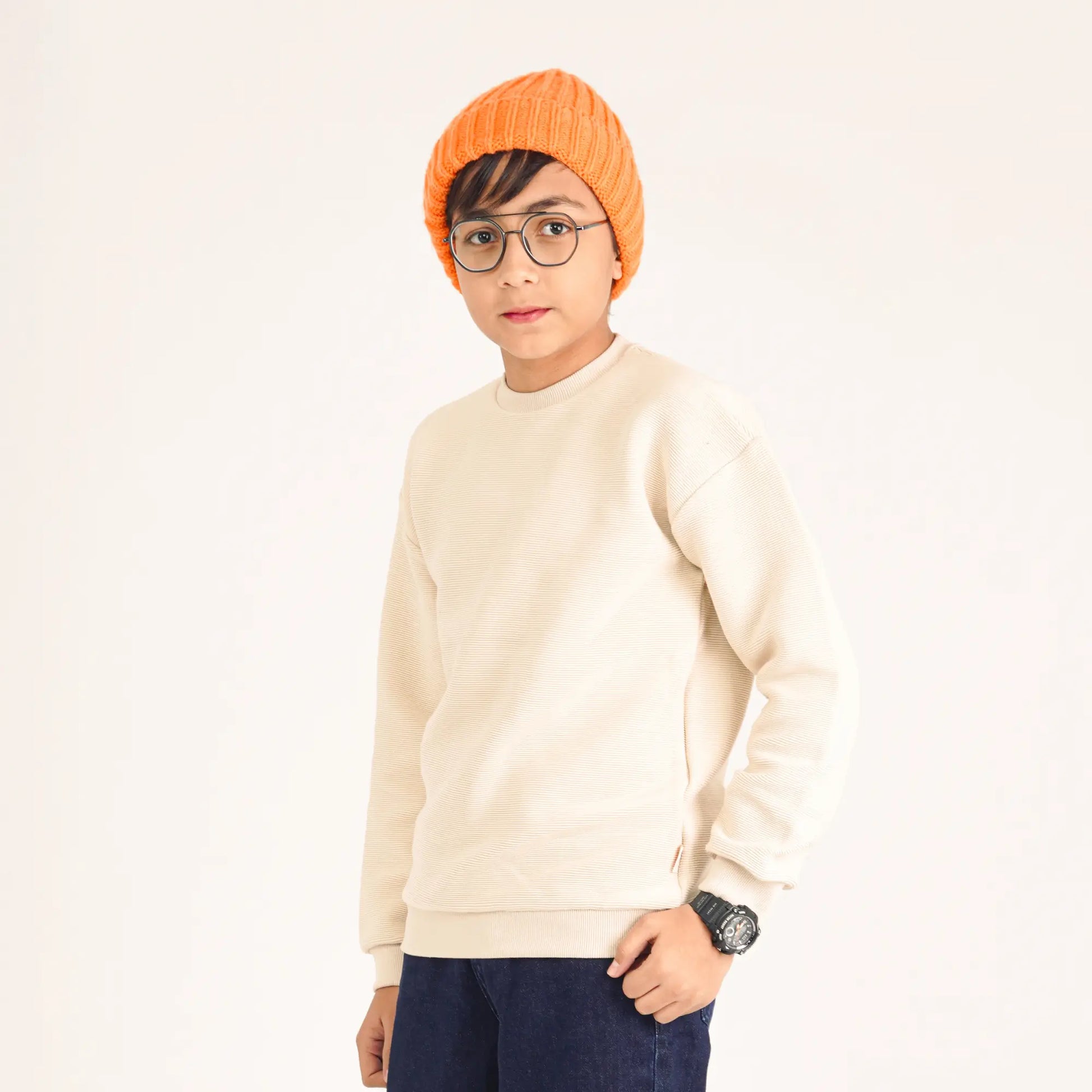 Beige Textured Sweatshirt image 0