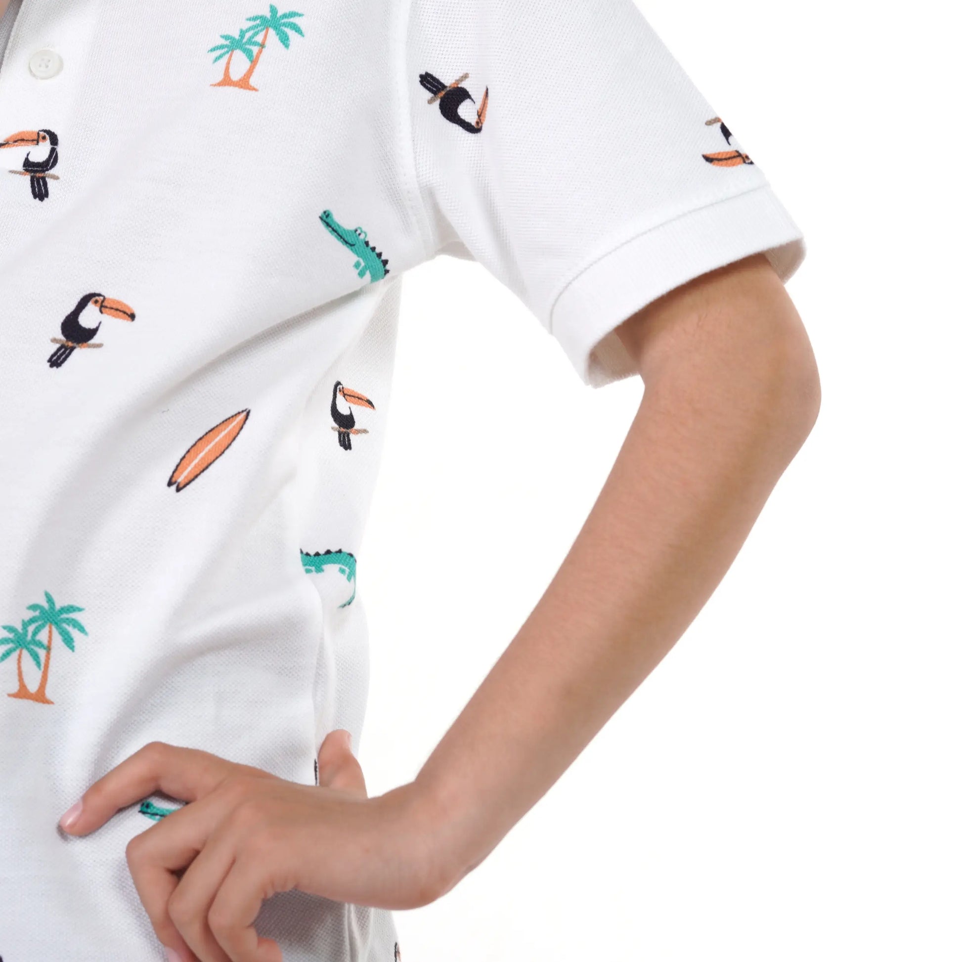 White Printed Polo image 2