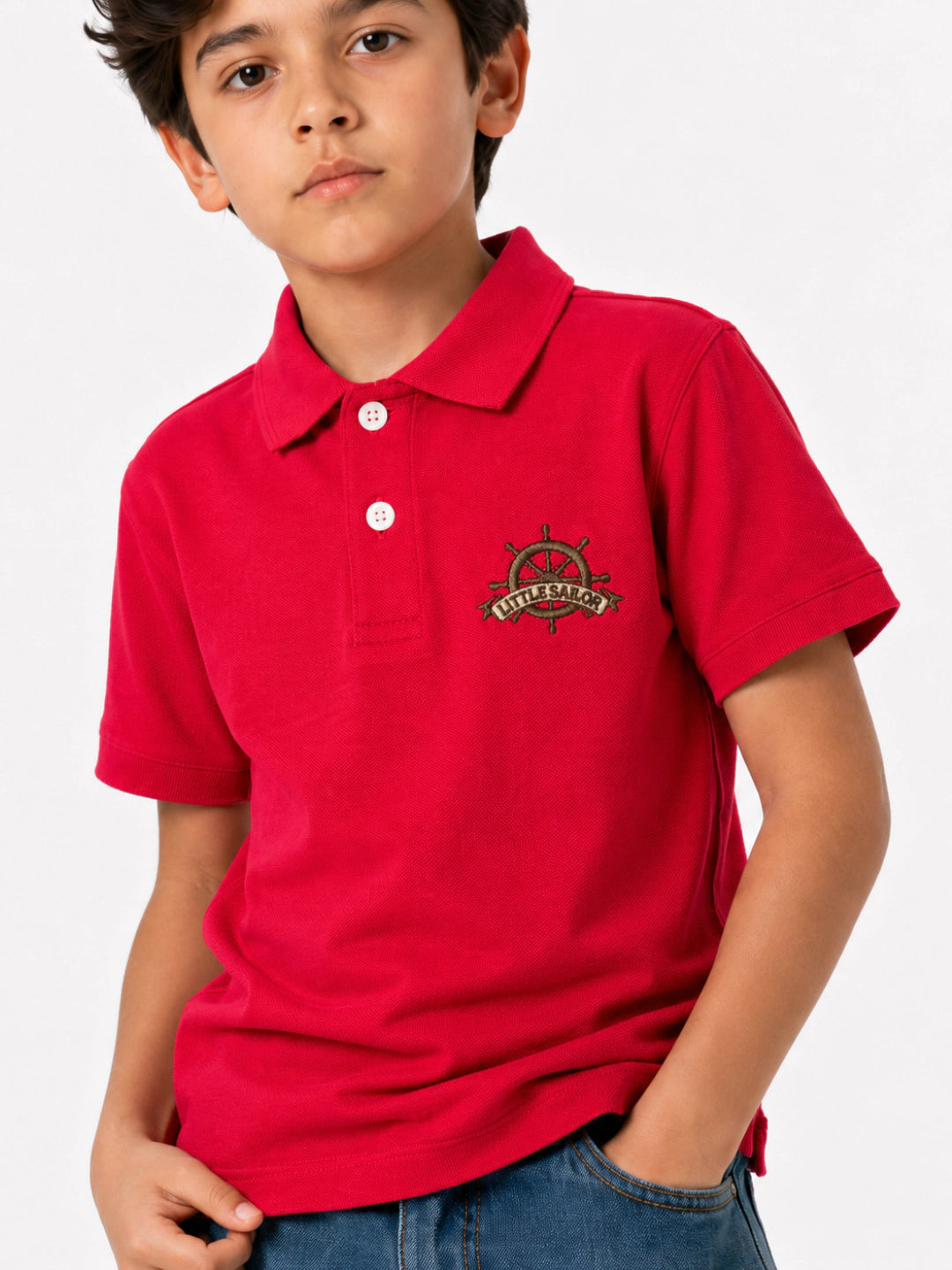 BOYS LITTLE SAILOR EMBROIDERED POLO SHIRT