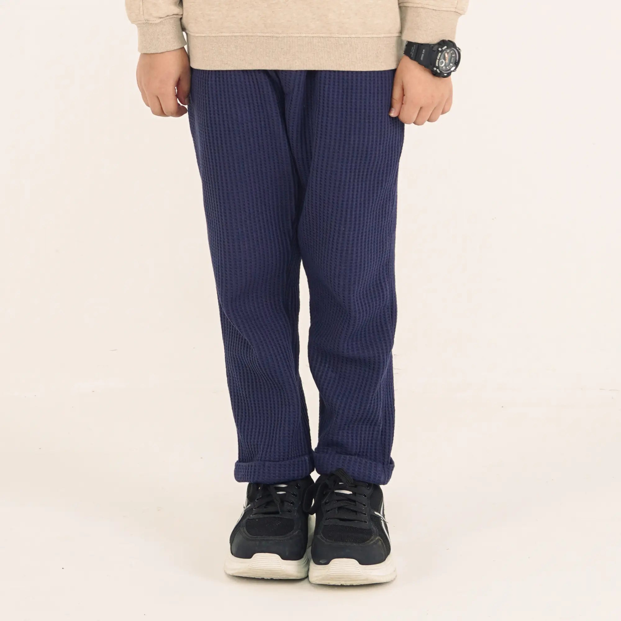 Waffle Textured Navy Pant