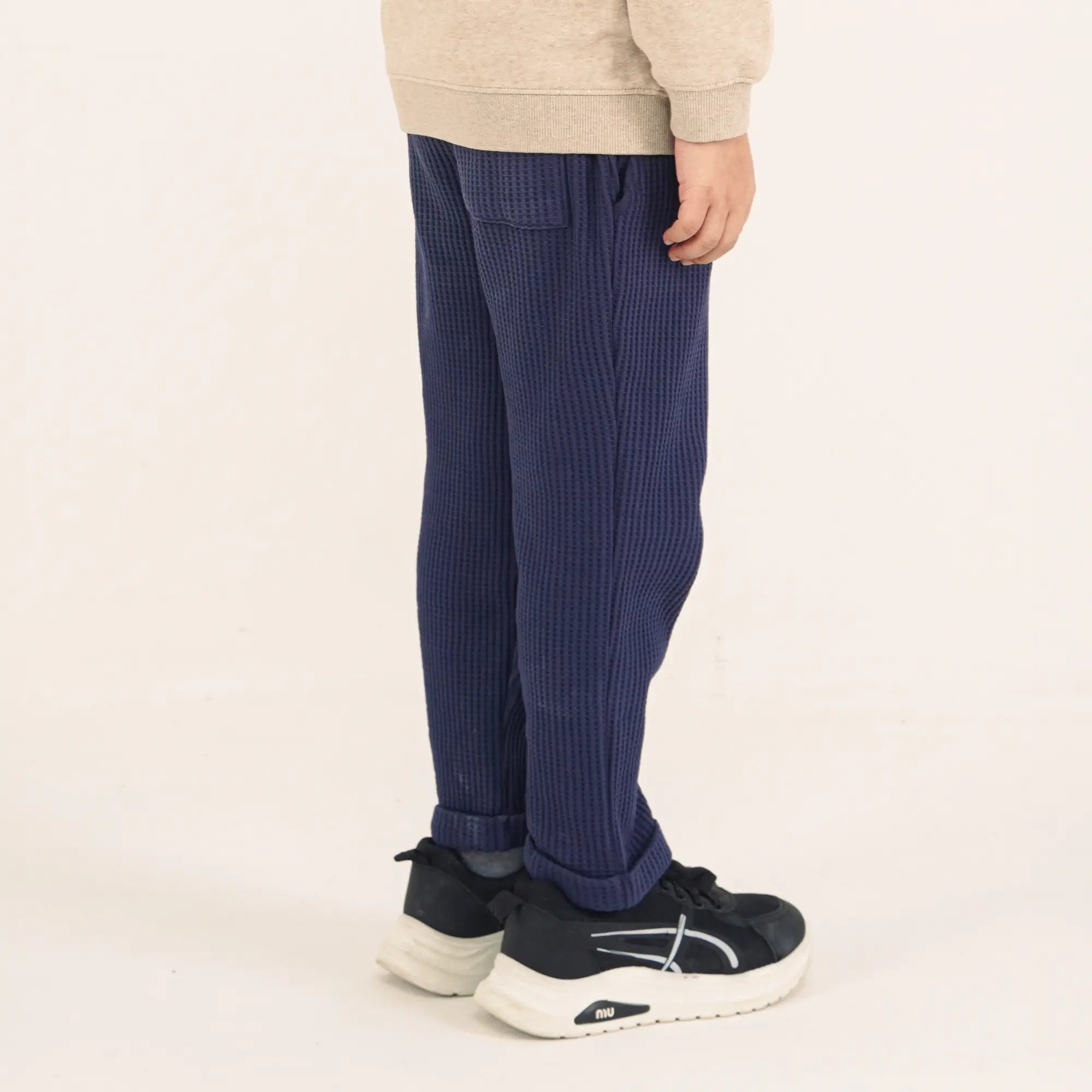 Waffle Textured Navy Pant