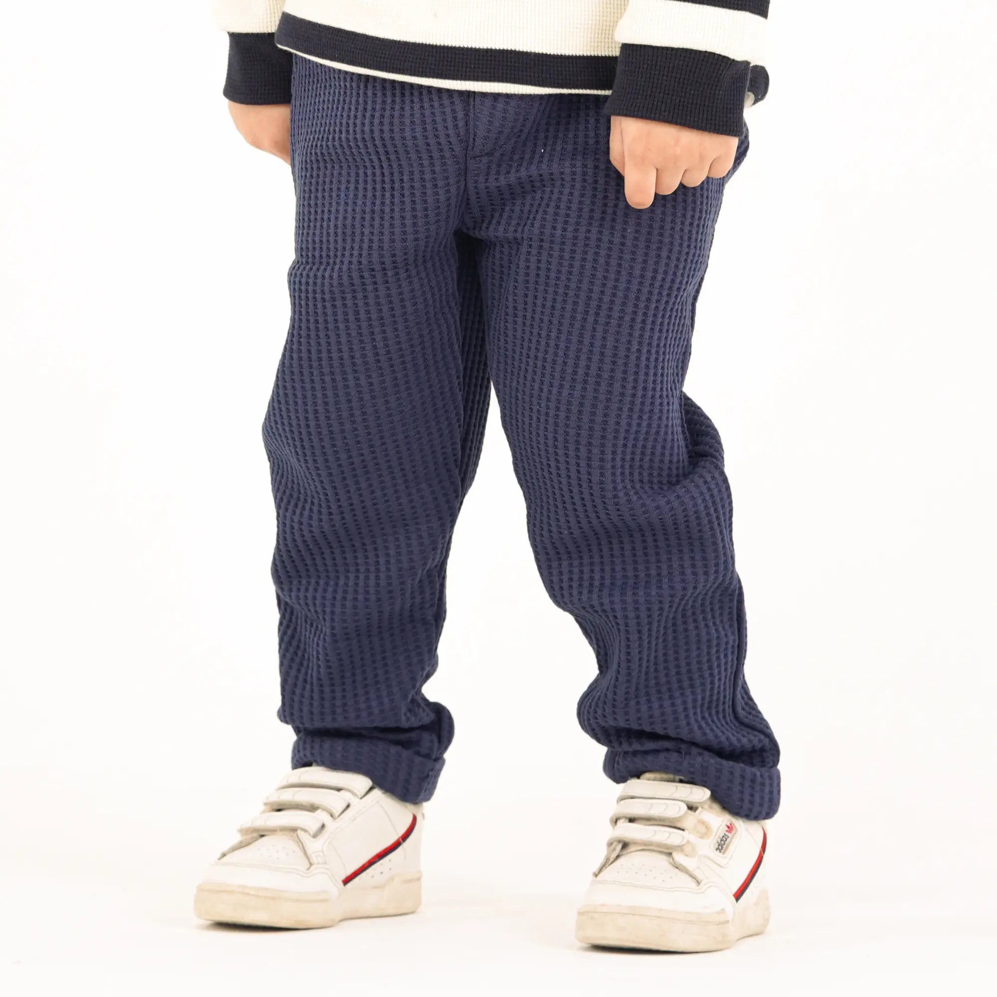 Waffle Textured Navy Pant