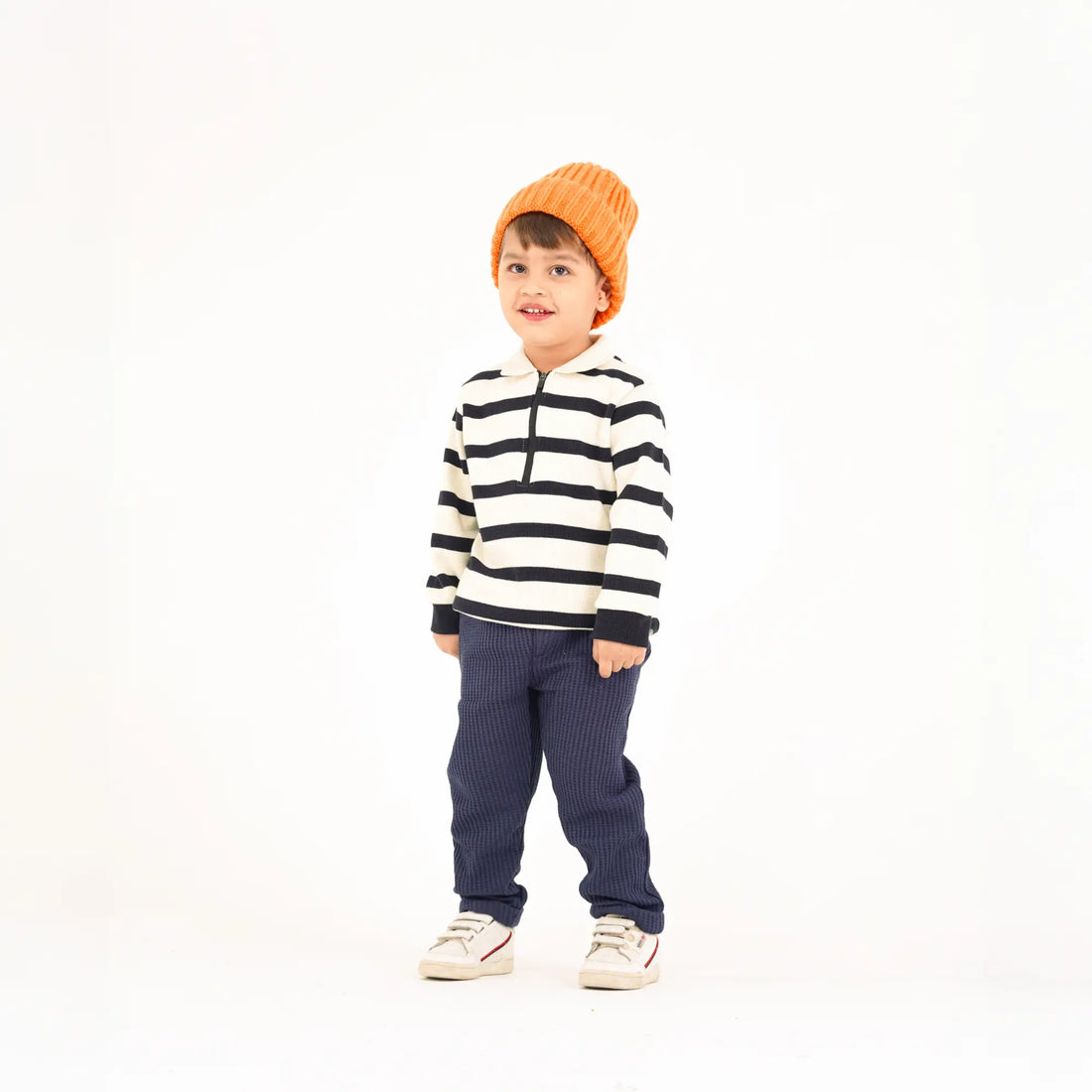 Waffle Striper Quater Zipper