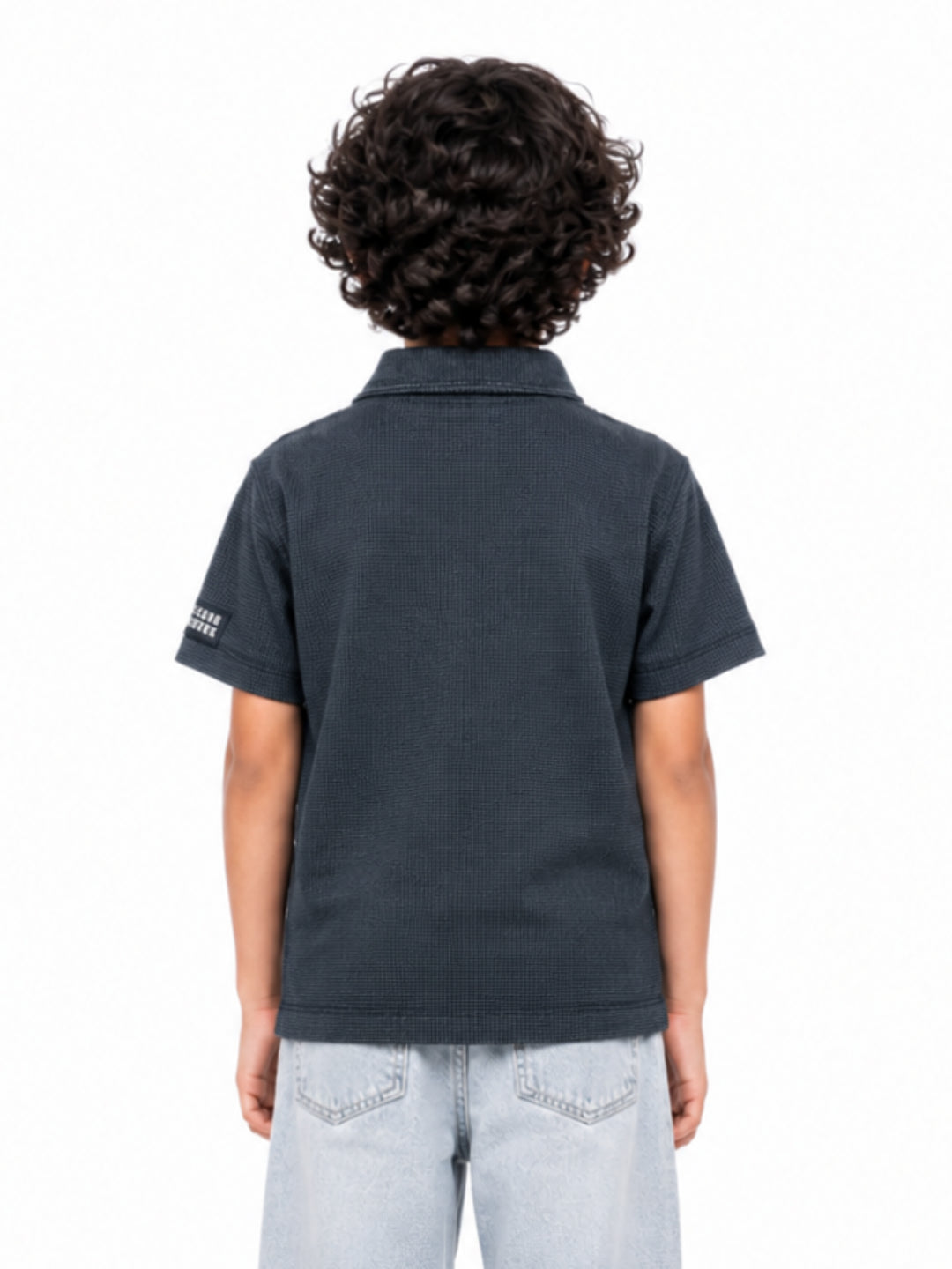 BOYS WAFFLE QUARTER-ZIP POLO SHIRT