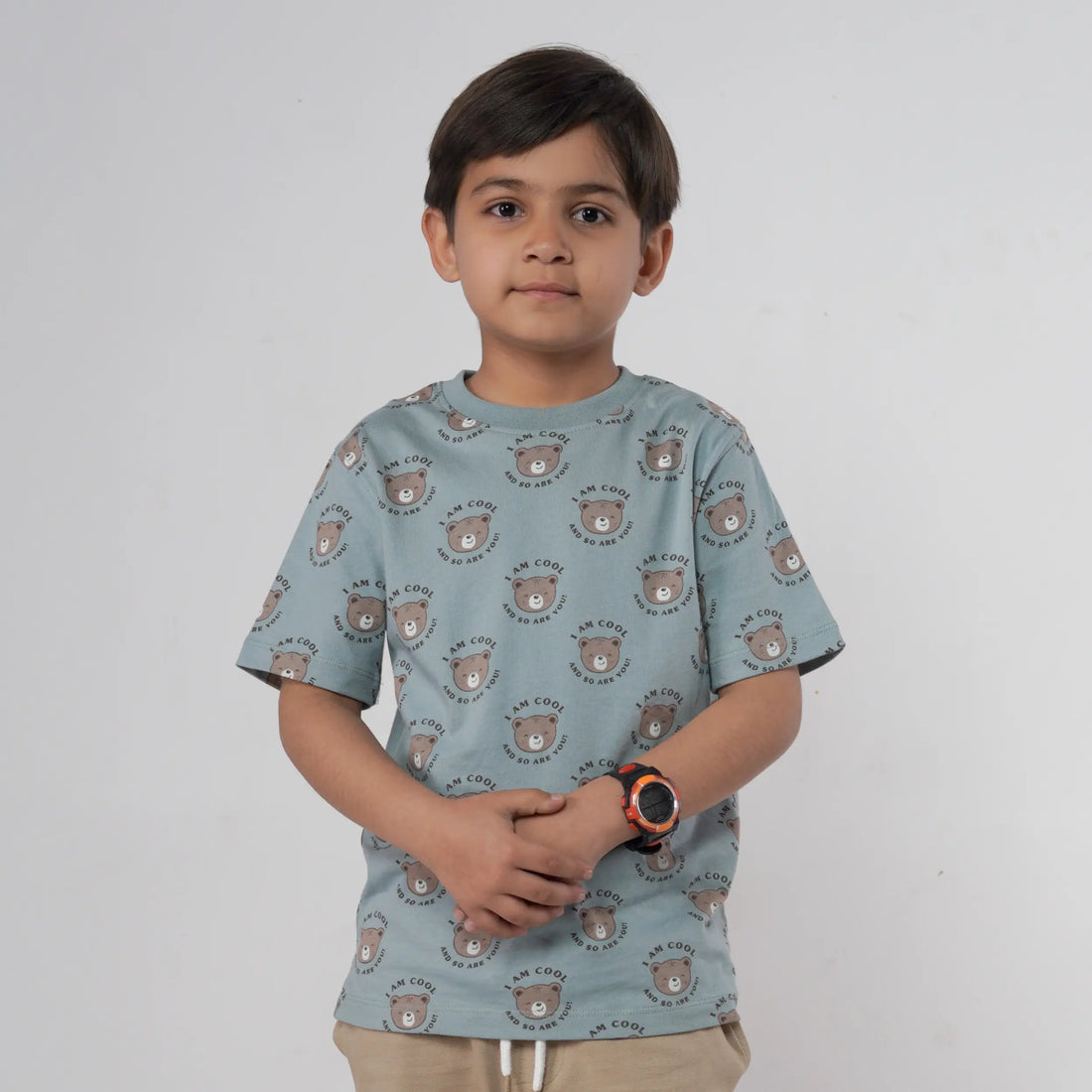 Boys Bear Printed Blue Tee image 0