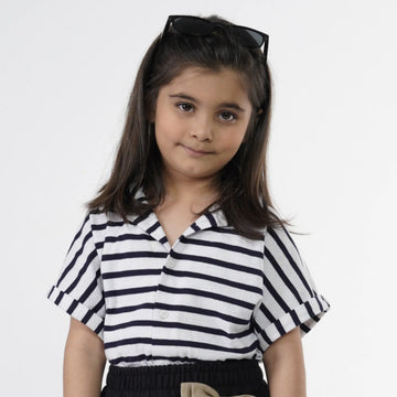 Girls Stripe Cuban Shirt image 0