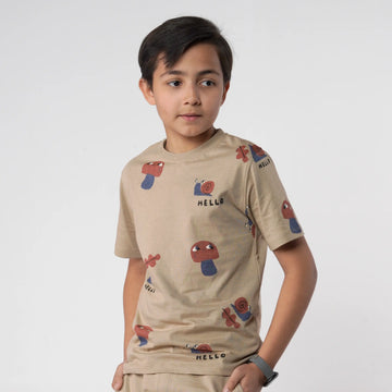 Boys Tan Printed Tee image 0