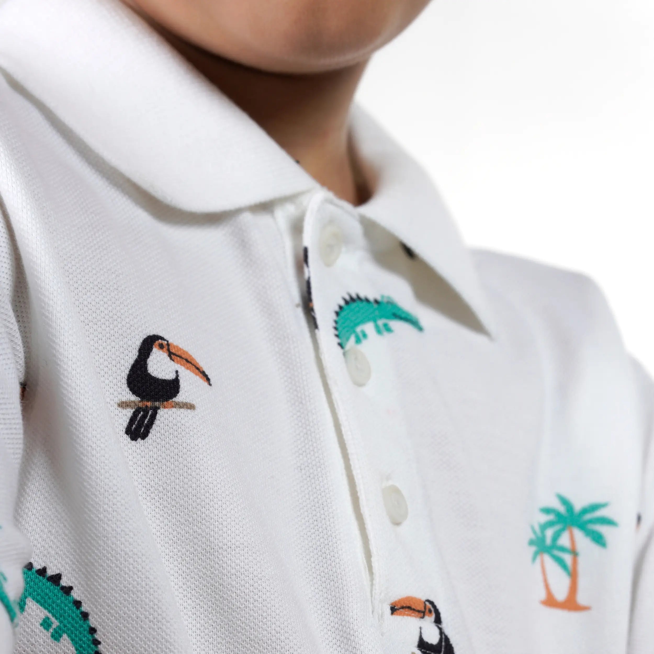 White Printed Polo image 3