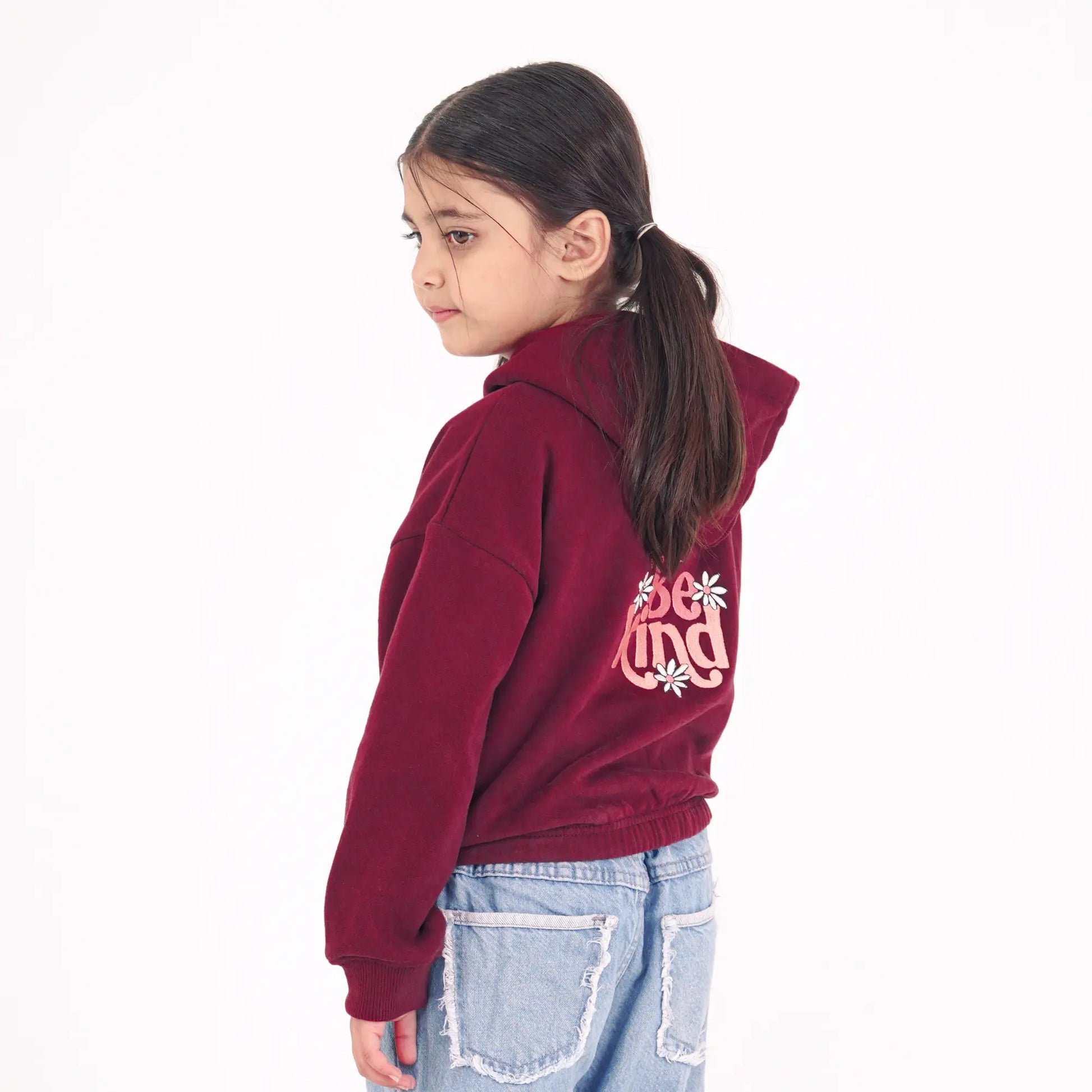 Maroon Cropped Hoodie image 1