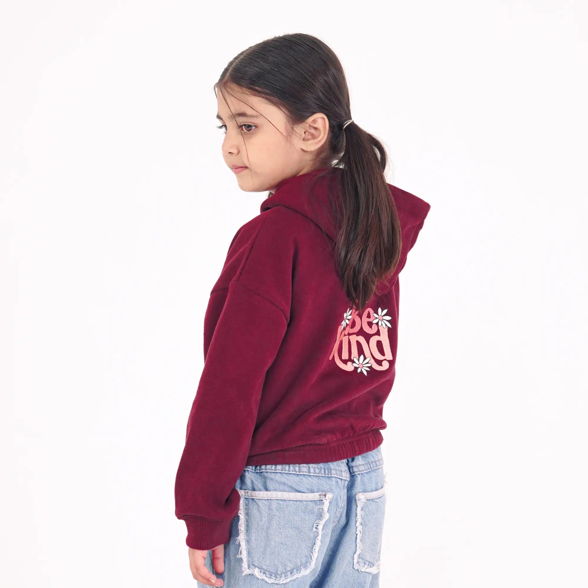 Maroon Cropped Hoodie image 1