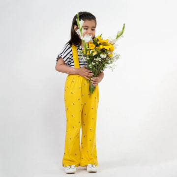 Girls Mustard Embroidered Pant image 0