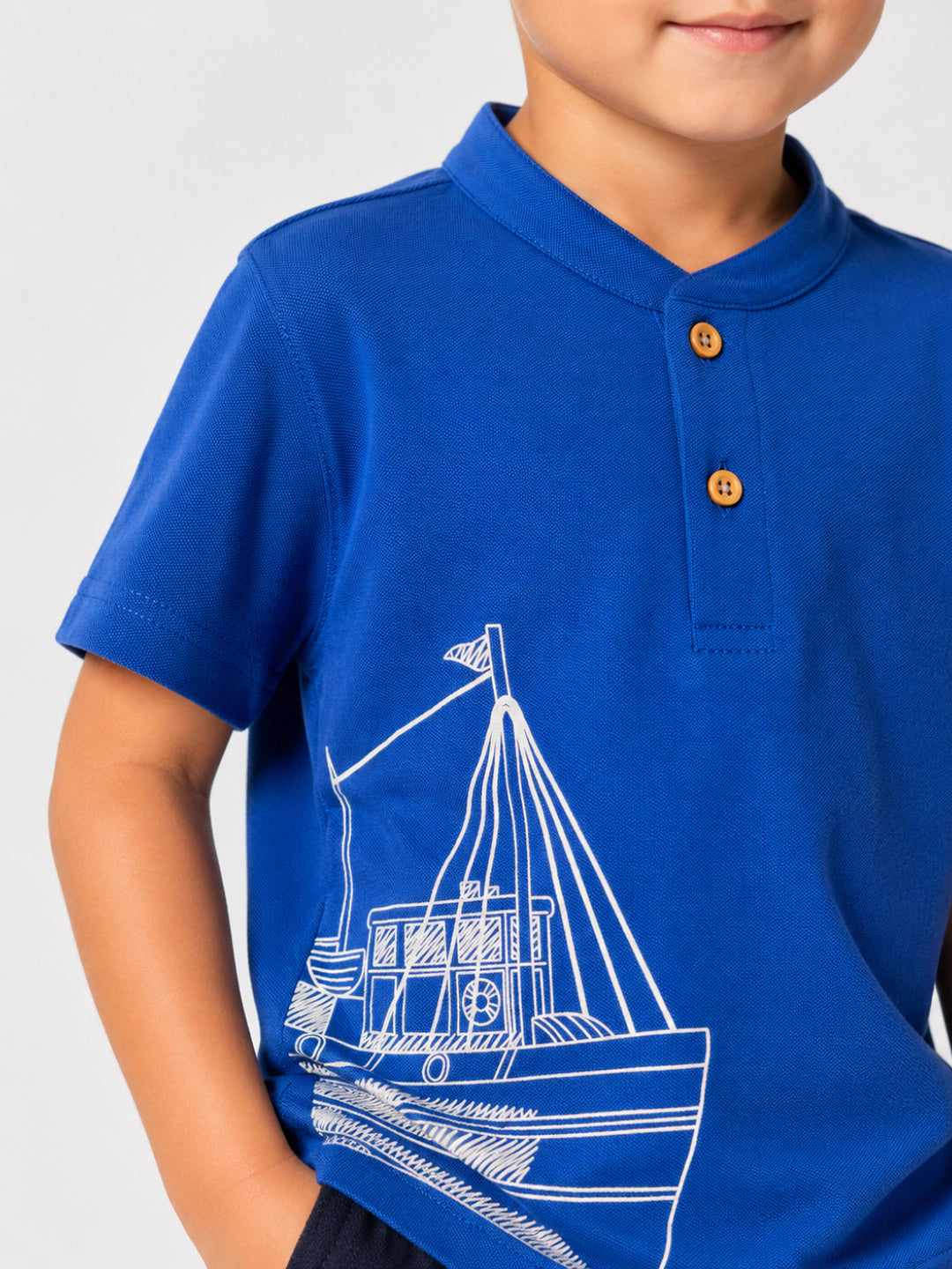 BOYS BOAT PRINT HENLEY SHIRT