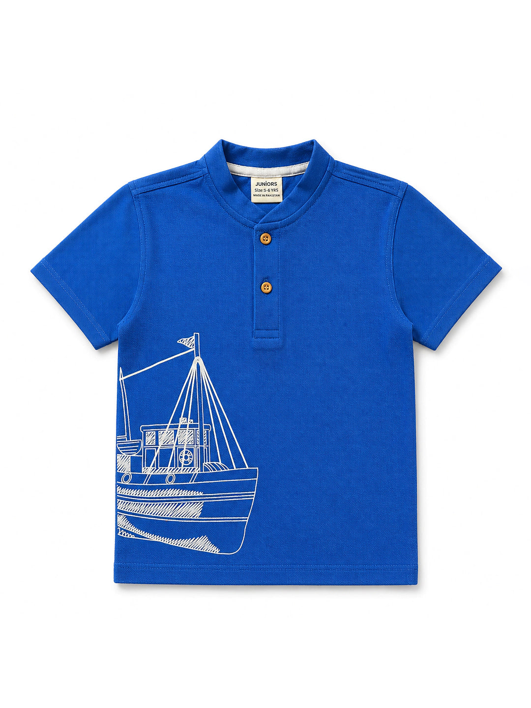 BOYS BOAT PRINT HENLEY SHIRT