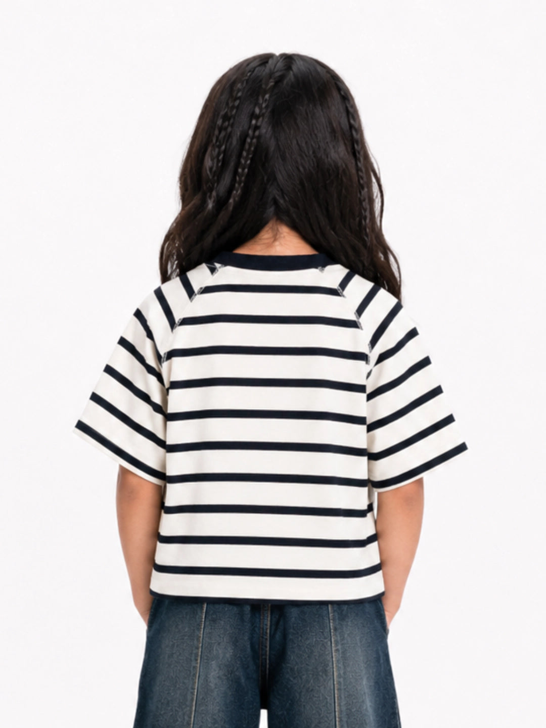 Girls Boxy Fit Striped Raglan Tee