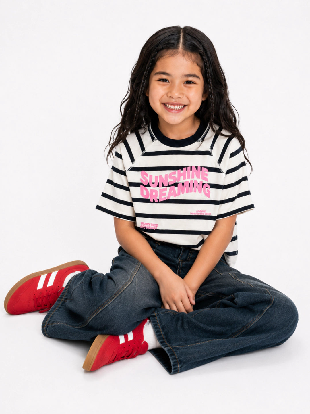Girls Boxy Fit Striped Raglan Tee