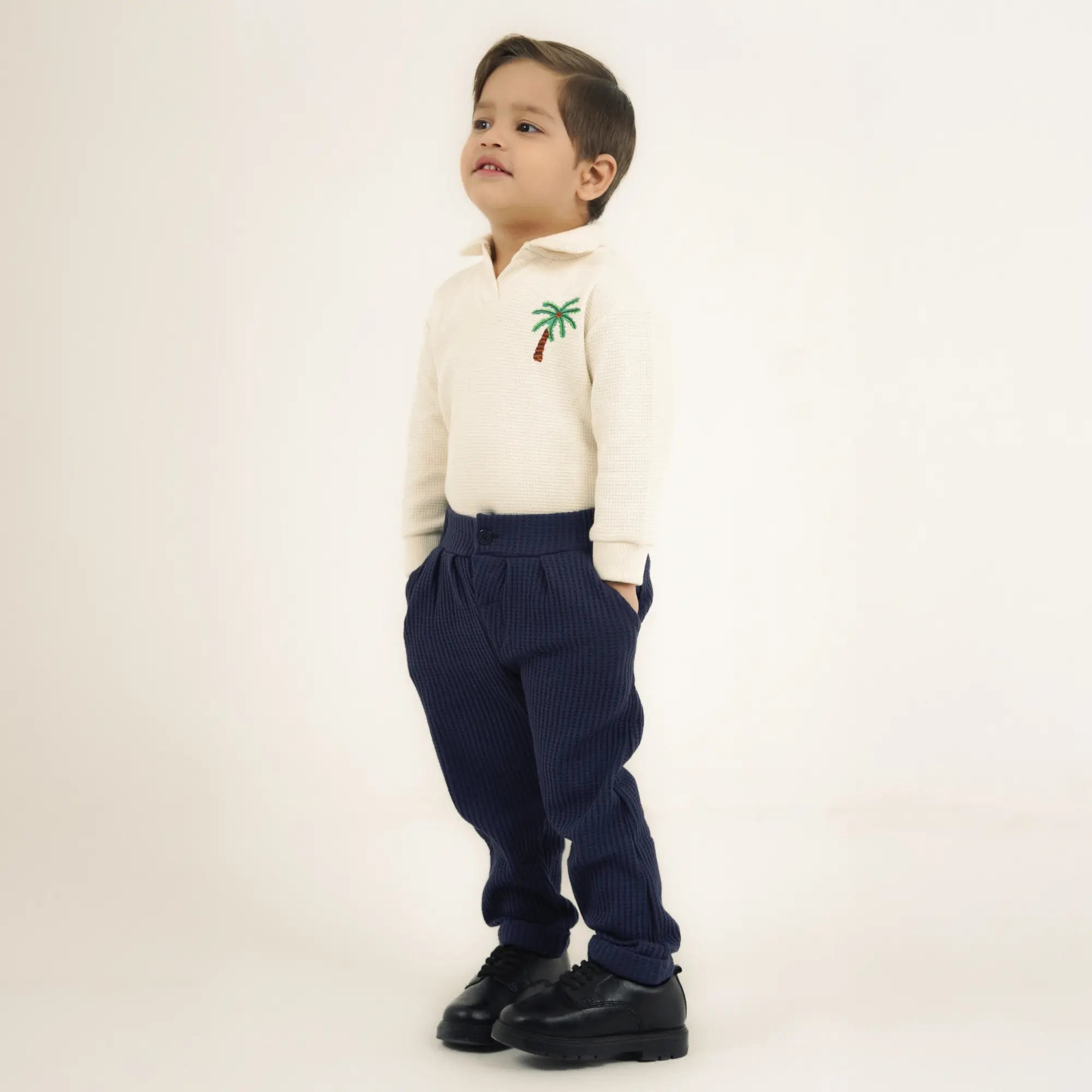 Johnny Collar Polo Sweat - Waffle Texture