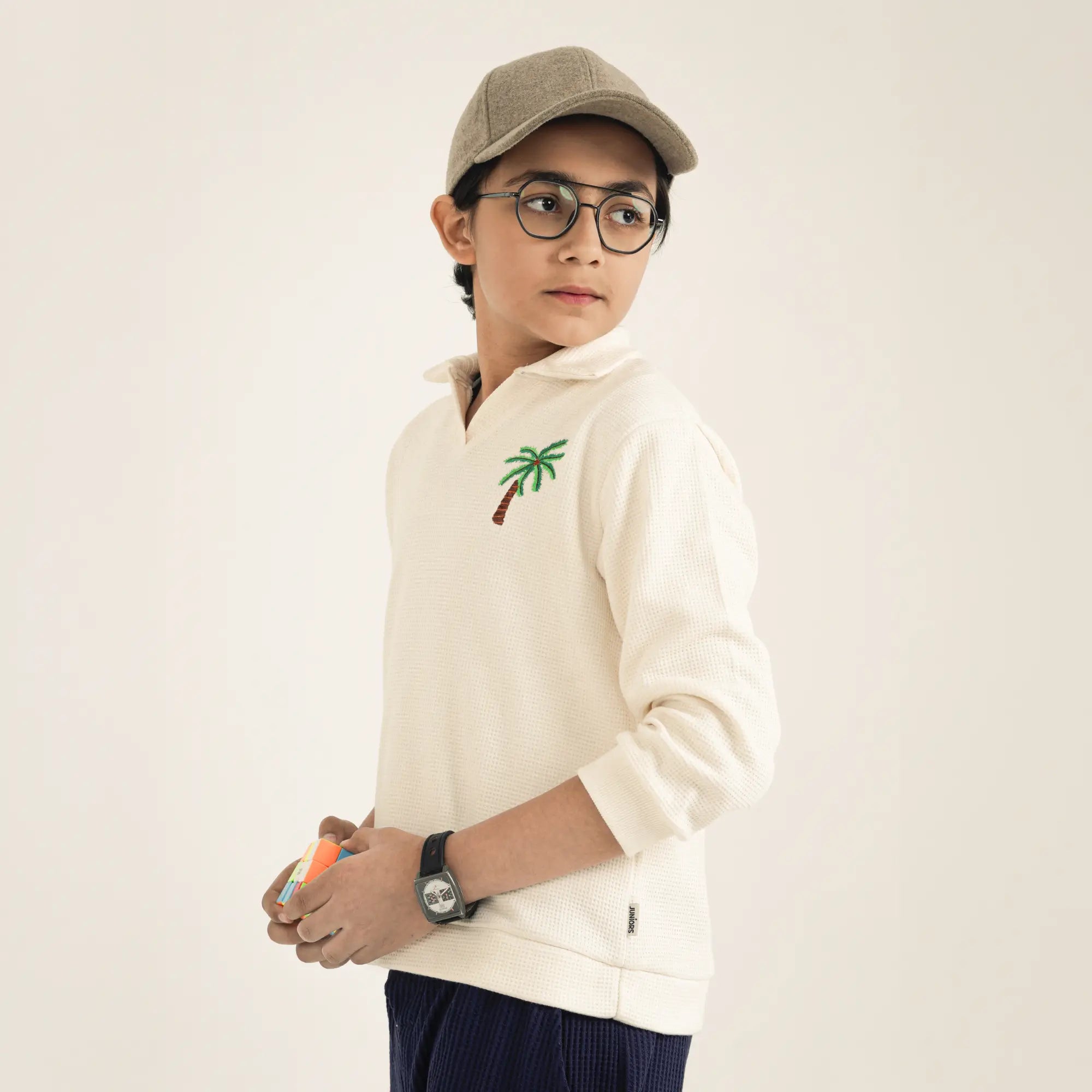 Johnny Collar Polo Sweat - Waffle Texture