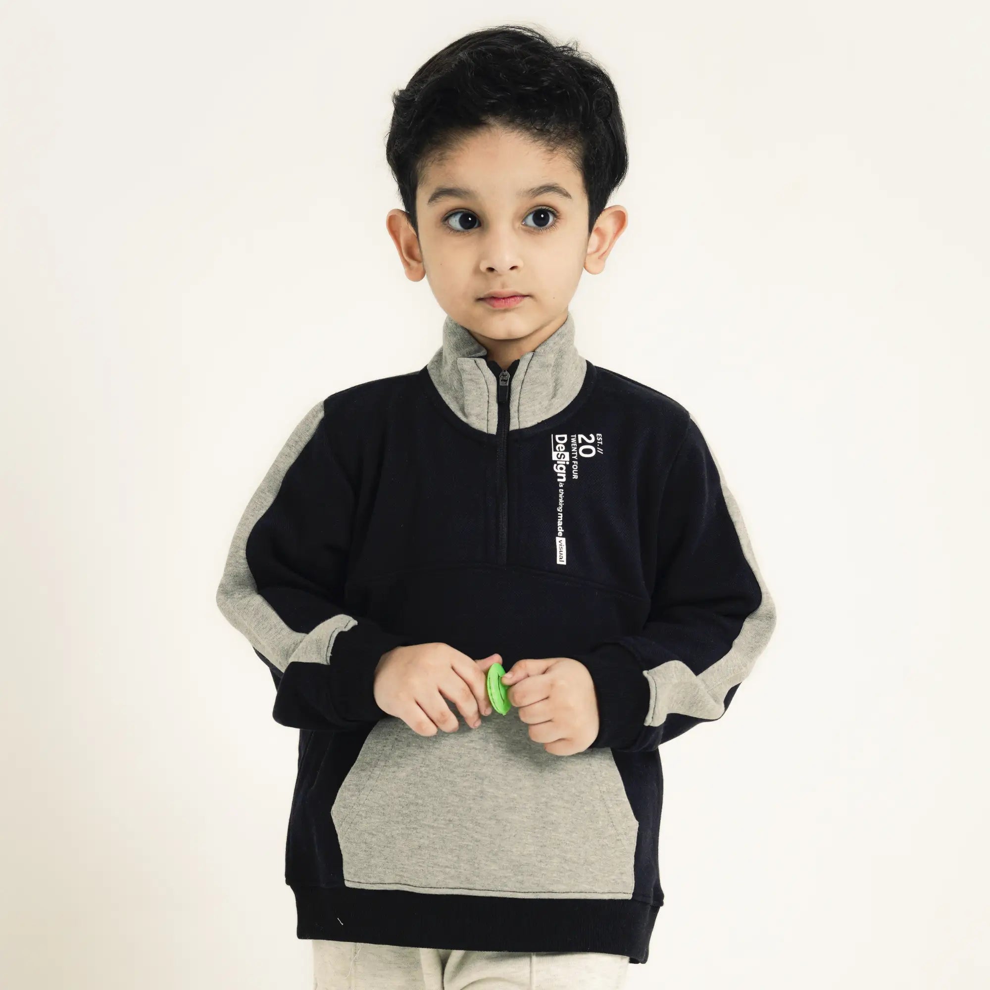Mock Neck Quarter Zipper - Black
