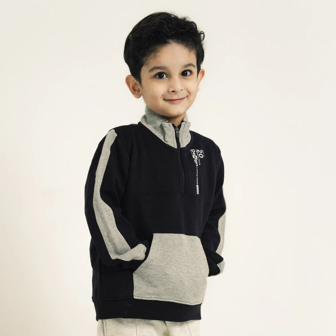 Mock Neck Quarter Zipper - Black