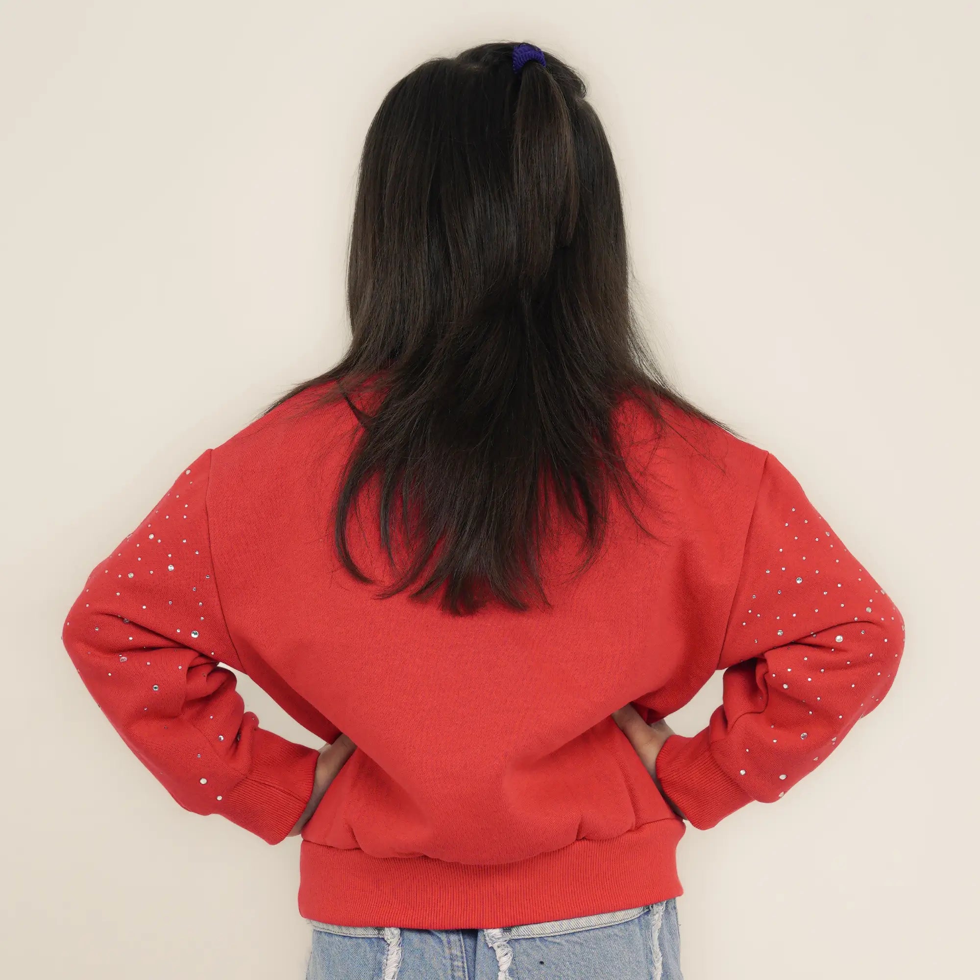 Rhinestone Quarter Zipper - Ruby Red