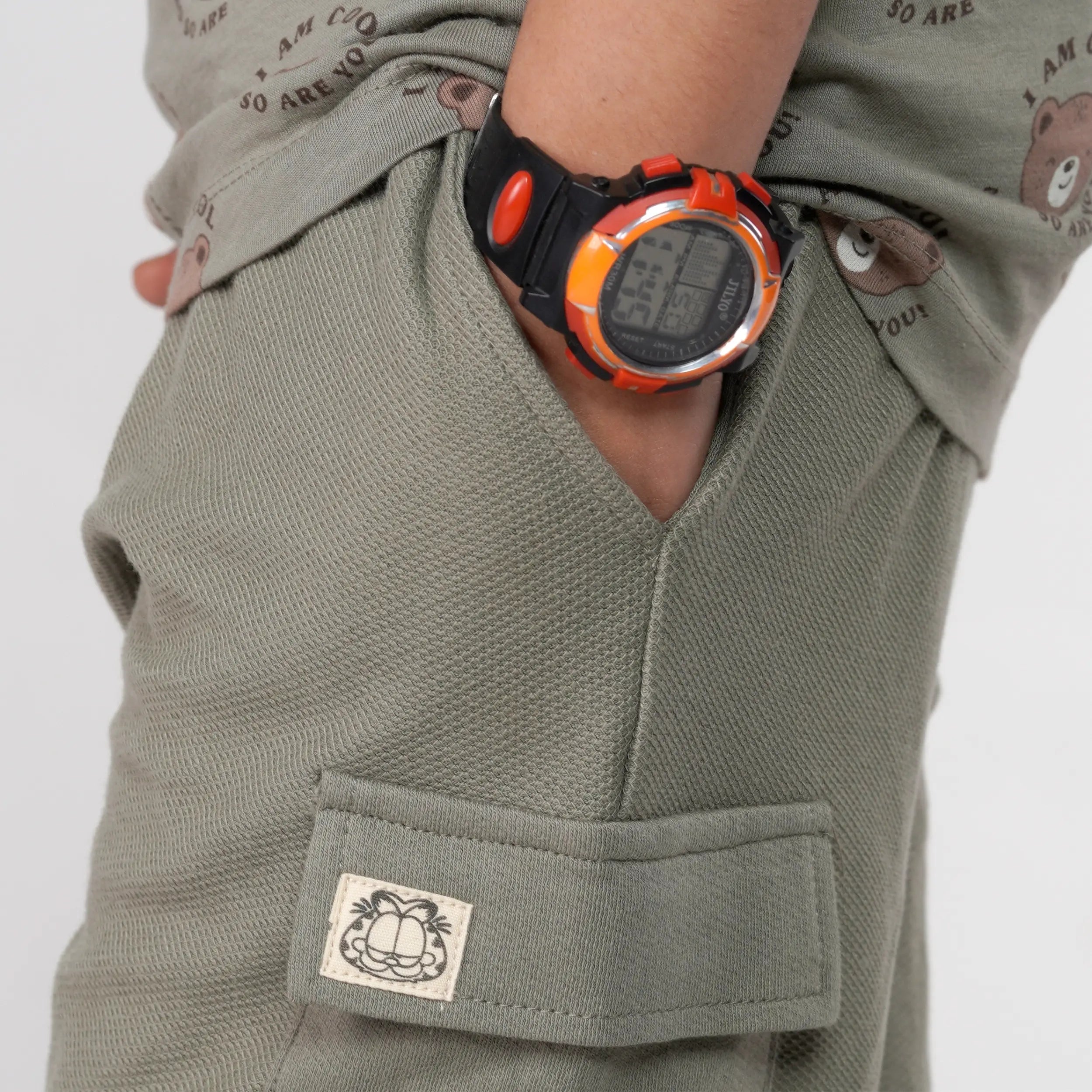 Olive Texture Cargo Shorts image 2