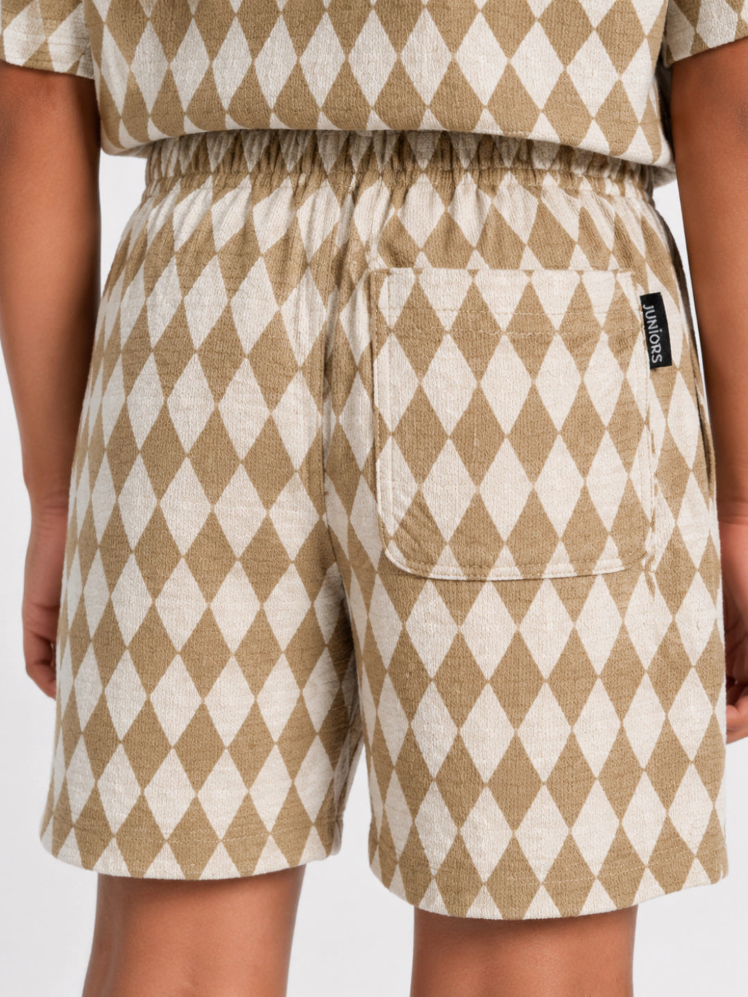 Boys boxy fit checked resort co-ord set by Juniors.pk