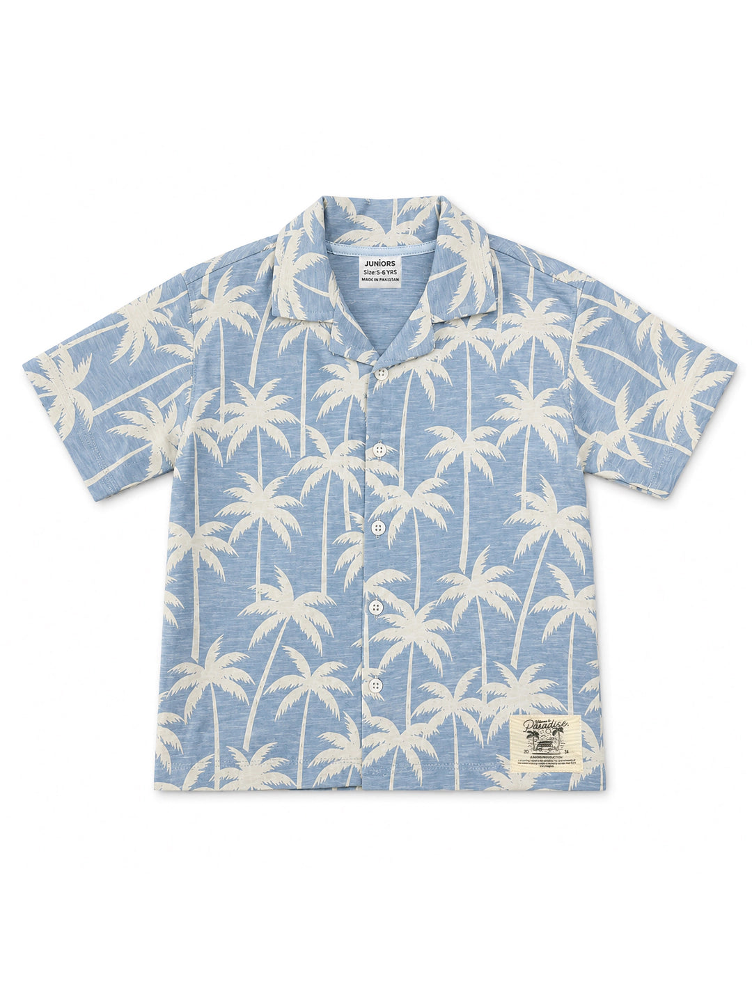 Boys boxy fit palm resort collar shirt by Juniors.pk