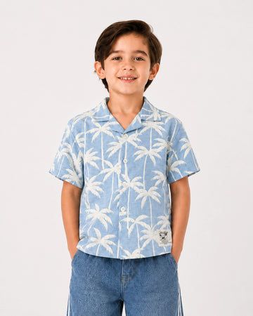 Boys boxy fit palm resort collar shirt by Juniors.pk