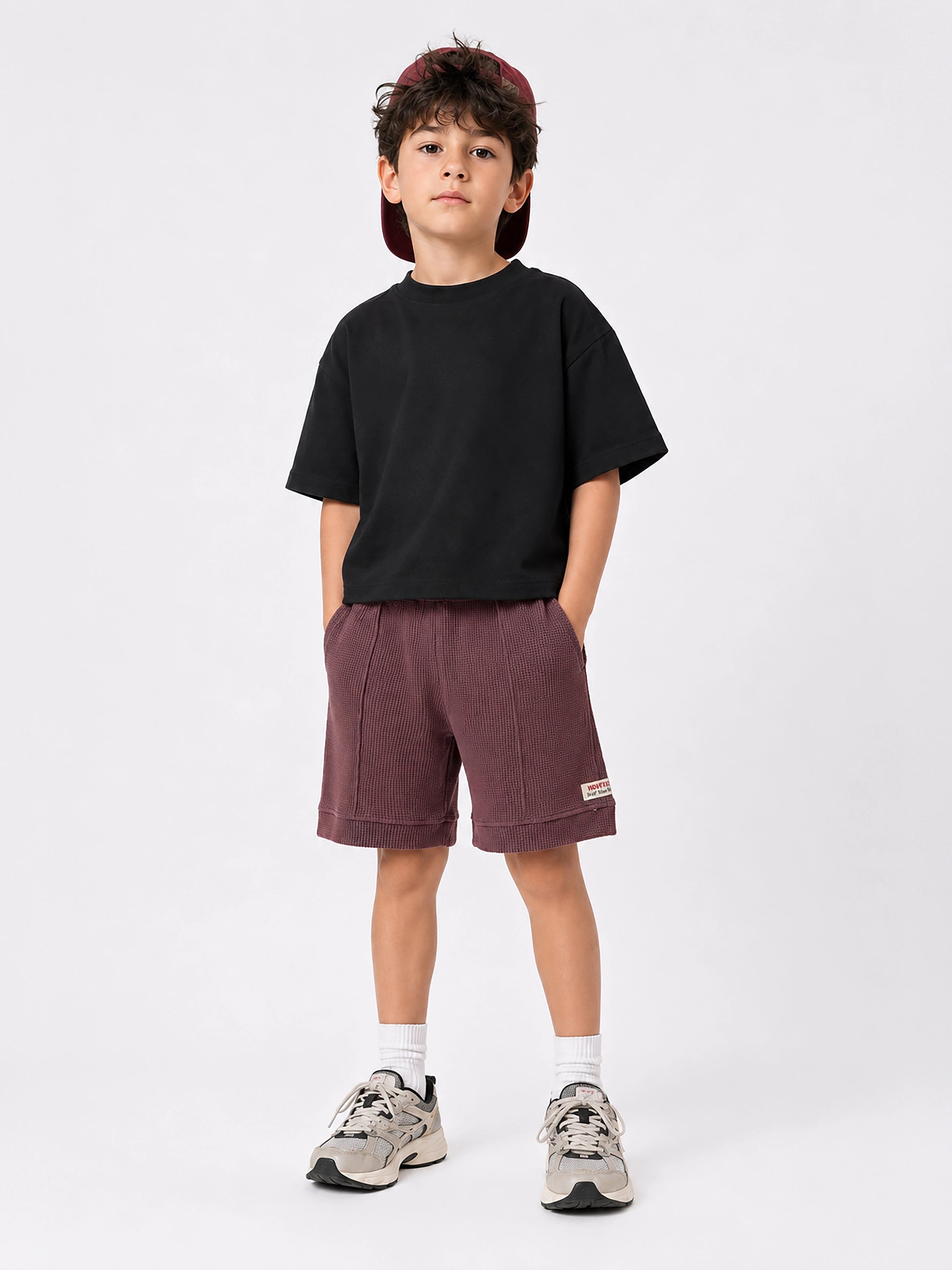 Boys paneled waffle shorts by Juniors.pk