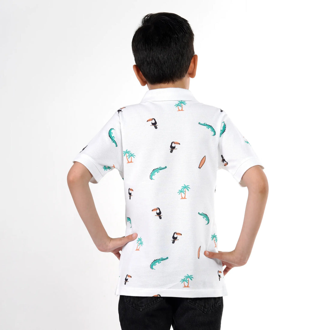 White Printed Polo image 0