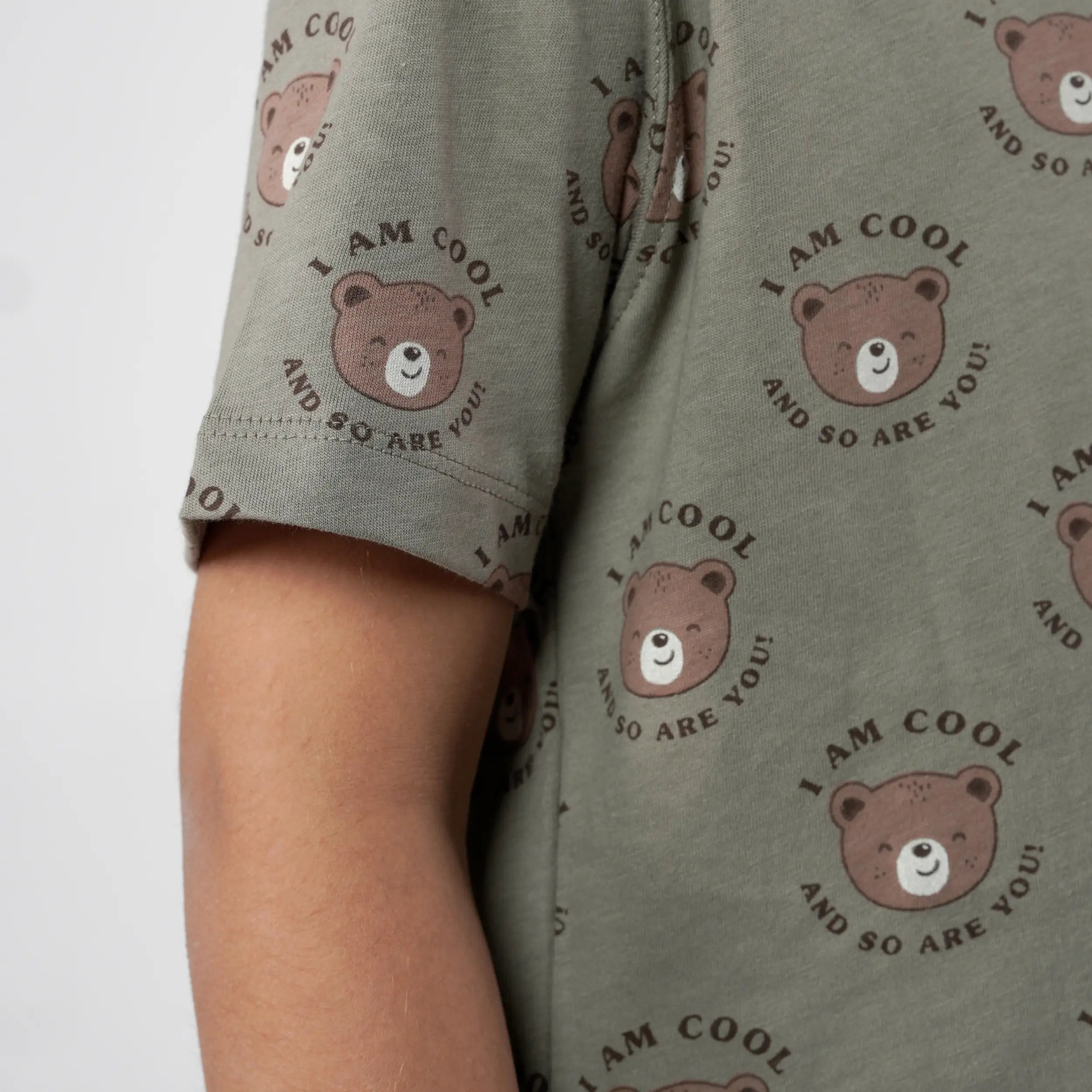 Boys Bear Printed Olive Tee image 2