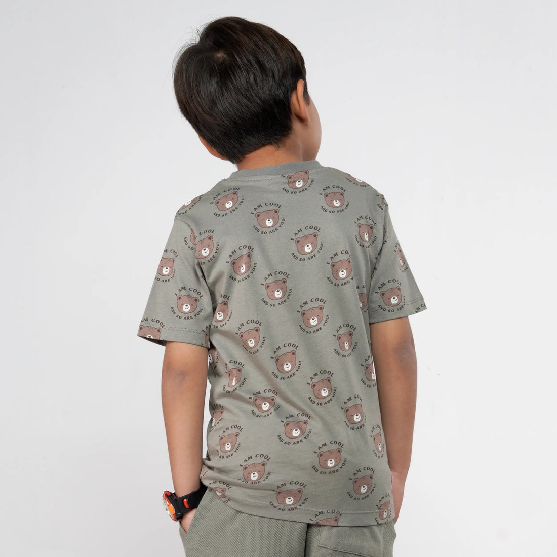 Boys Bear Printed Olive Tee image 0
