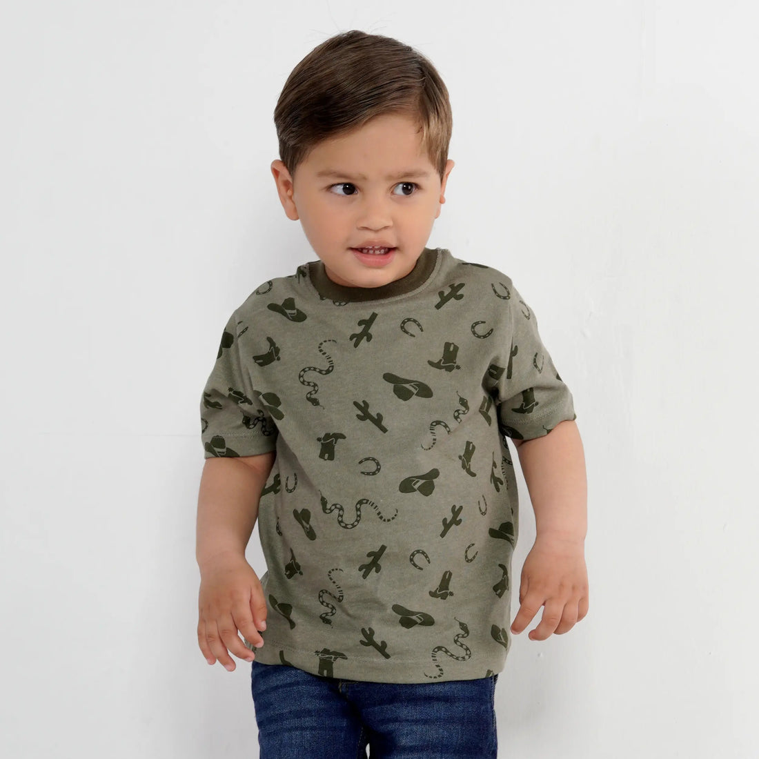 Olive Green Printed Tee image 0