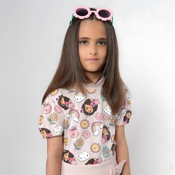 Girls Pink Printed Tee image 0