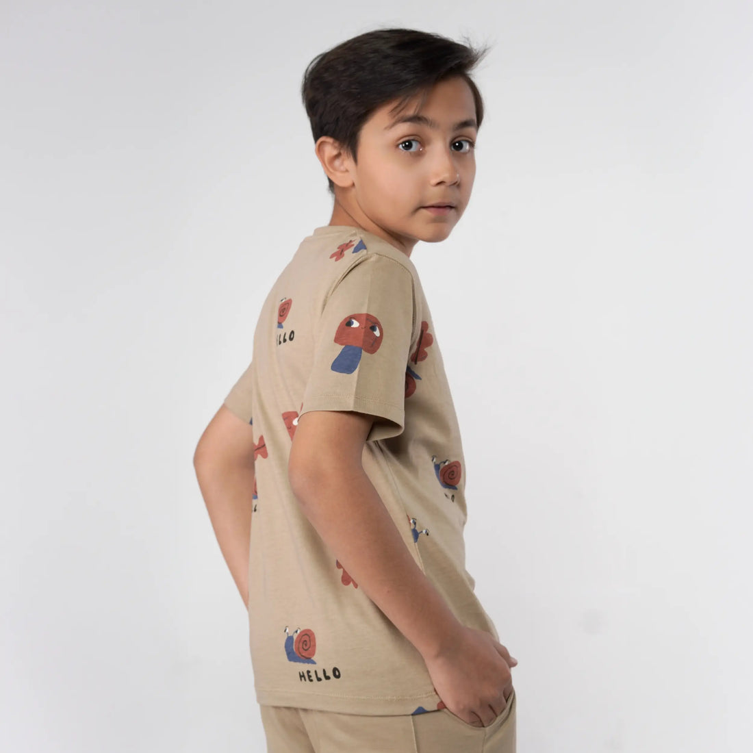 Boys Tan Printed Tee image 0