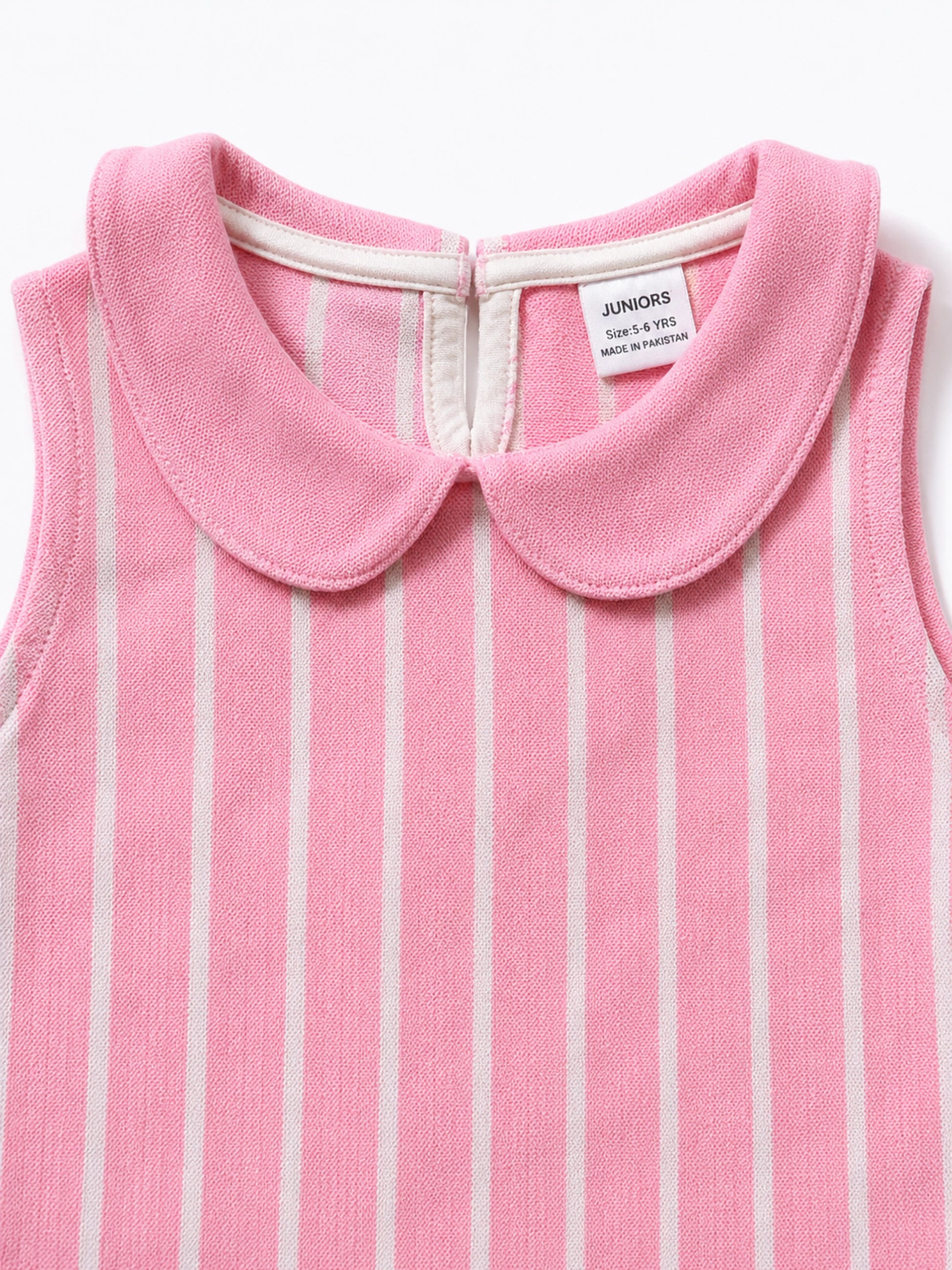 Girls striped Peter Pan collar co-ord set by Juniors.pk