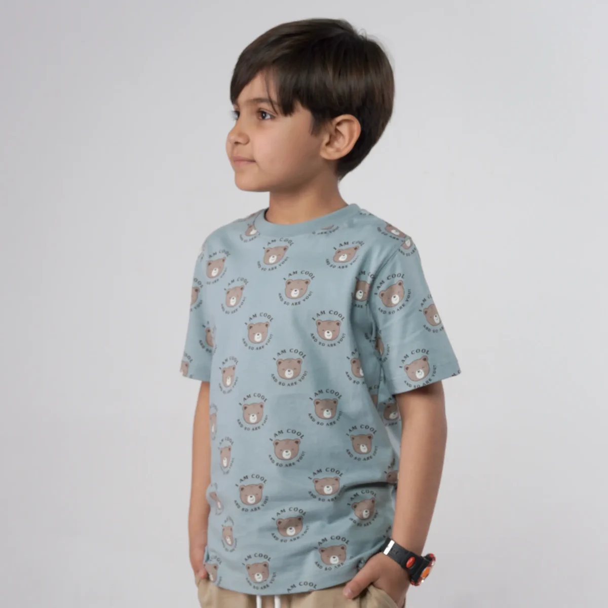 Boys Bear Printed Blue Tee Juniors.pk