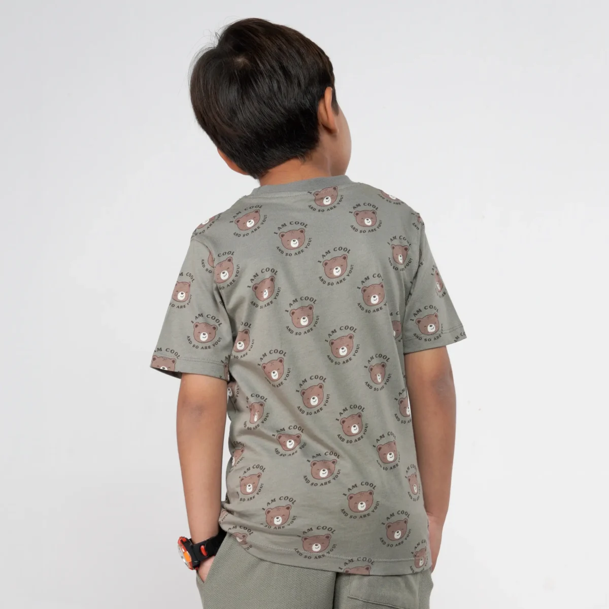 Boys Bear Printed Olive Tee Juniors.pk