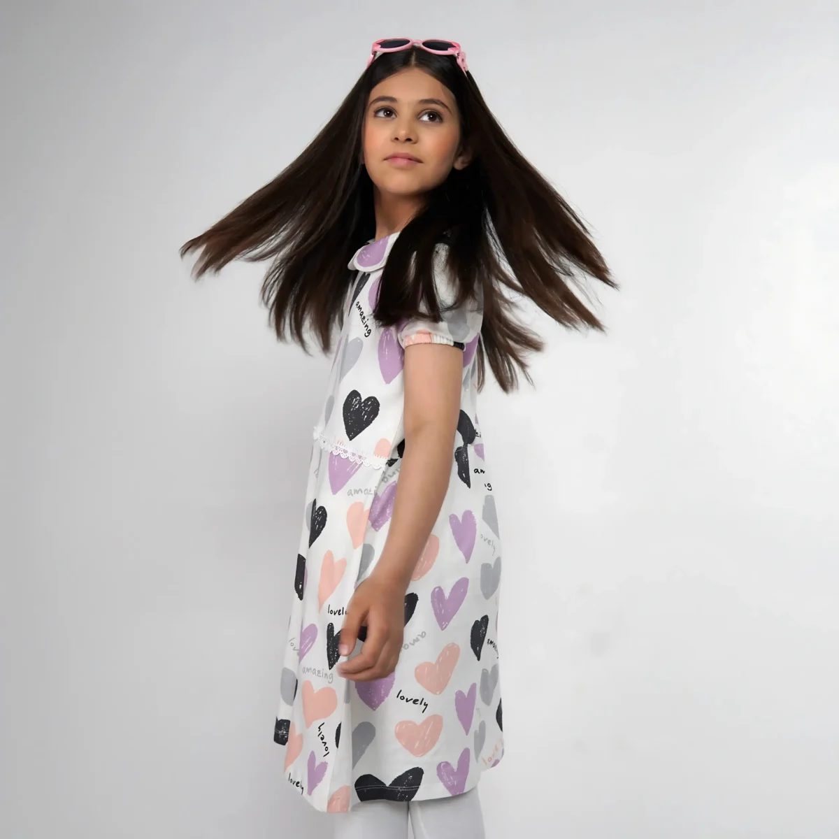 Girls Heart Printed Frock Juniors.pk