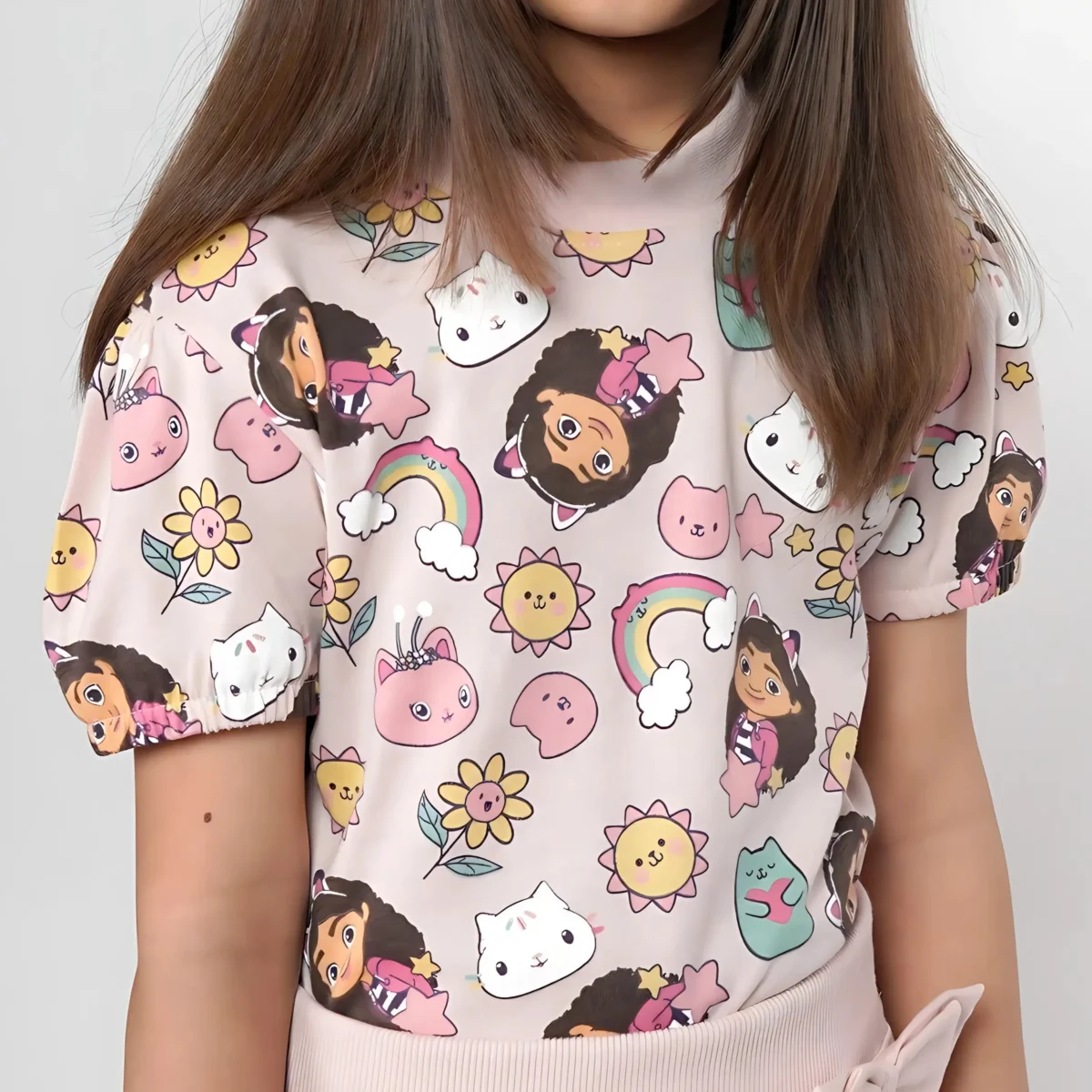 Girls Pink Printed Tee Juniors.pk