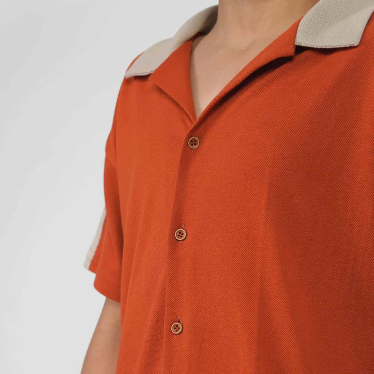 Rust Beige Cuban Collar Shirt Juniors.pk