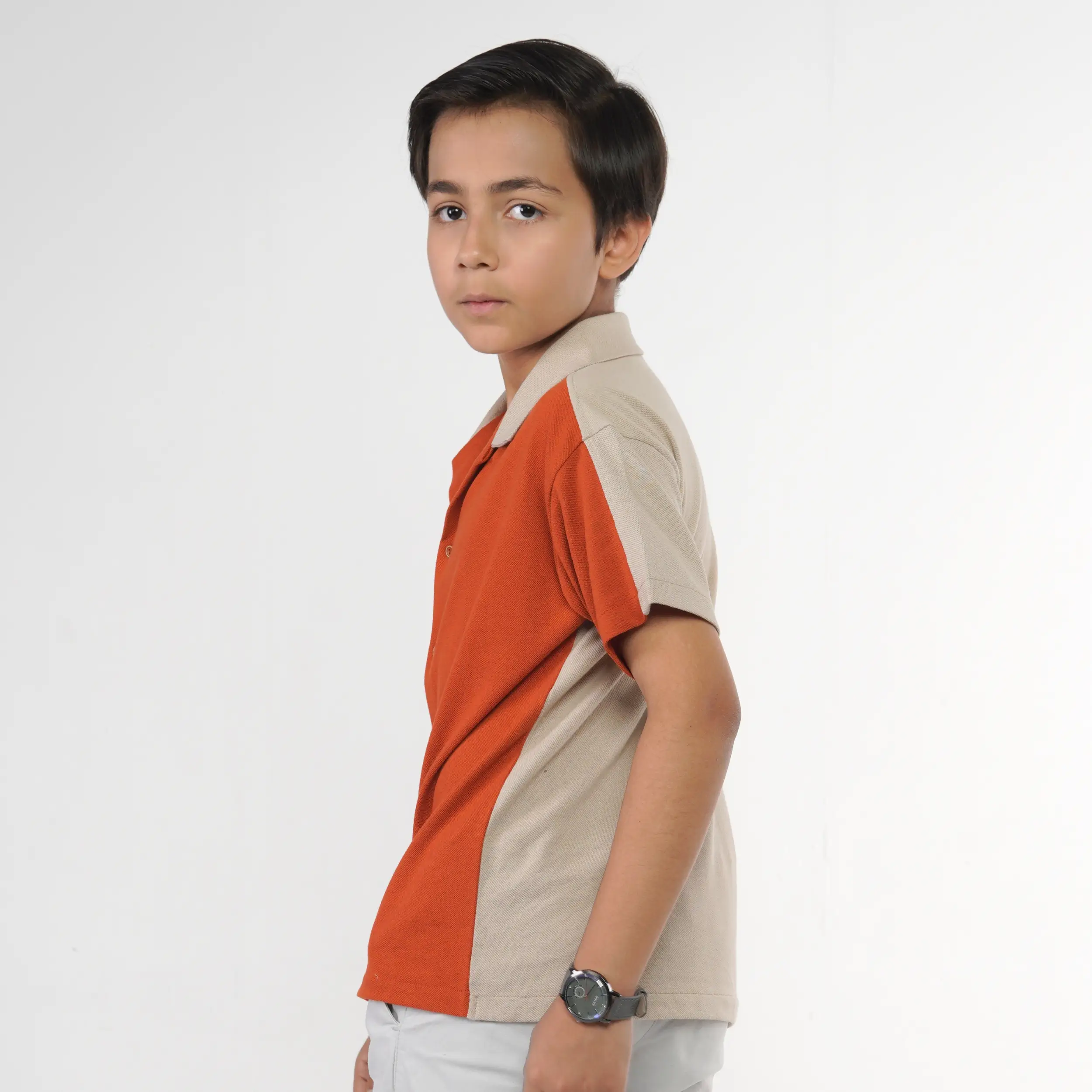 Rust Beige Cuban Collar Shirt Juniors.pk