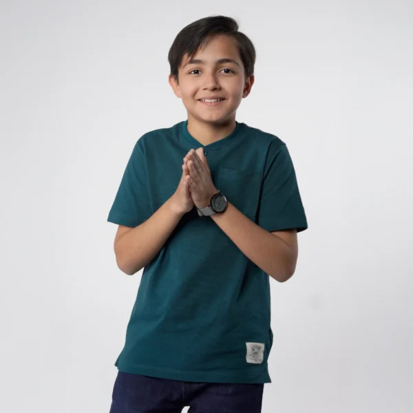 Teal Green Texture Henley