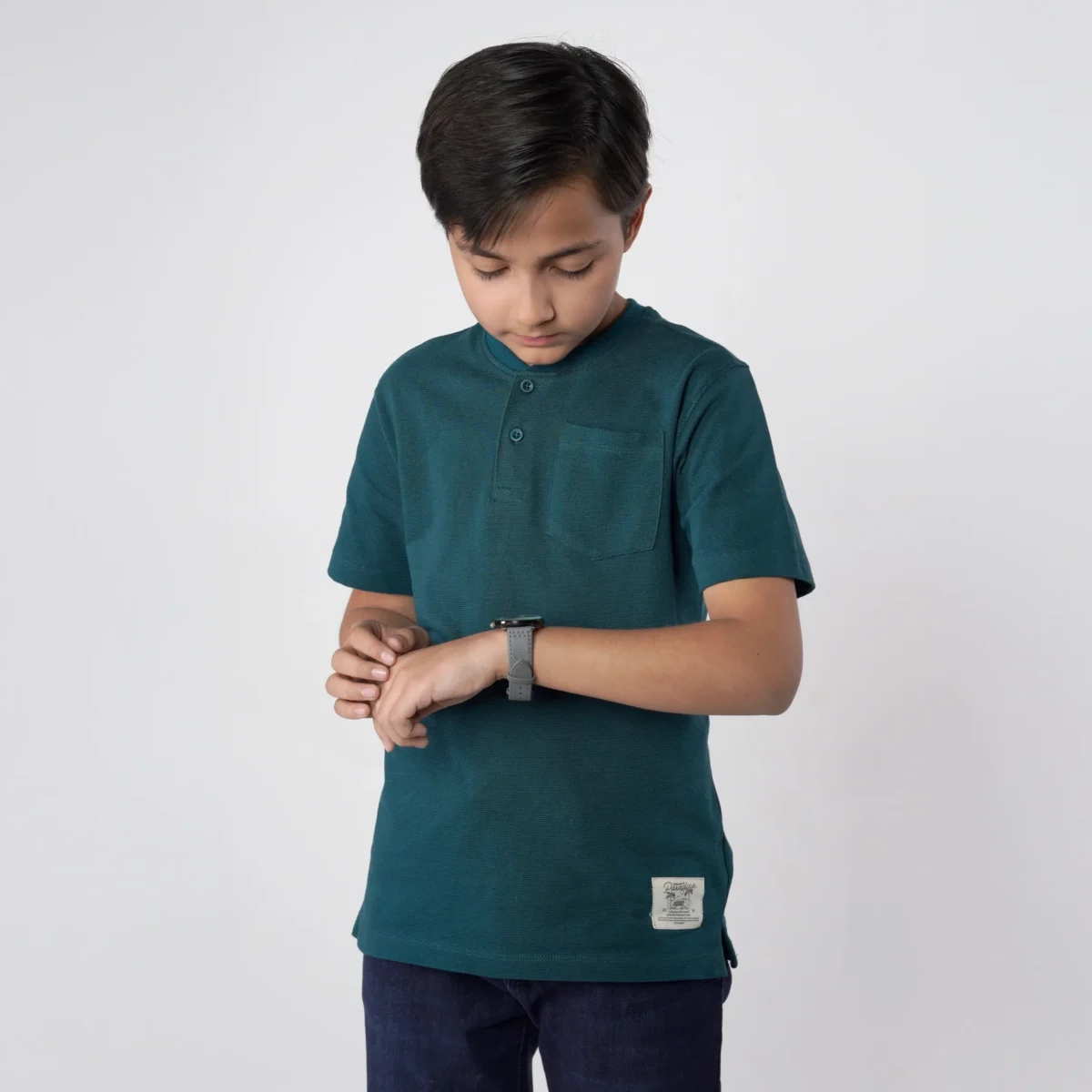 Teal Green Texture Henley