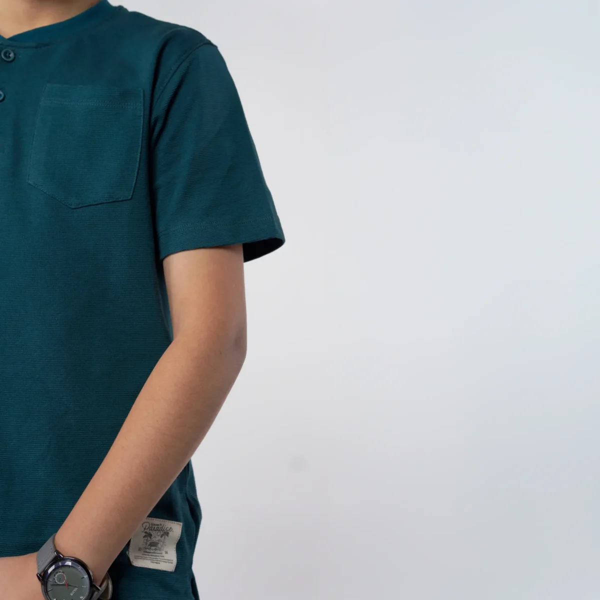 Teal Green Texture Henley