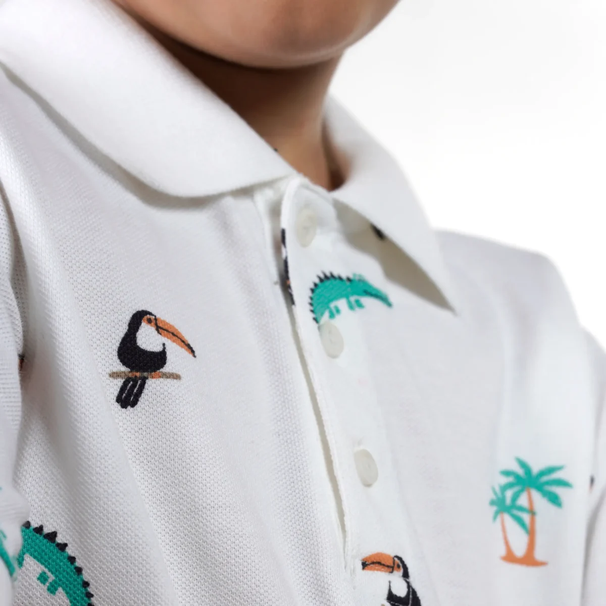 White Printed Polo Juniors.pk