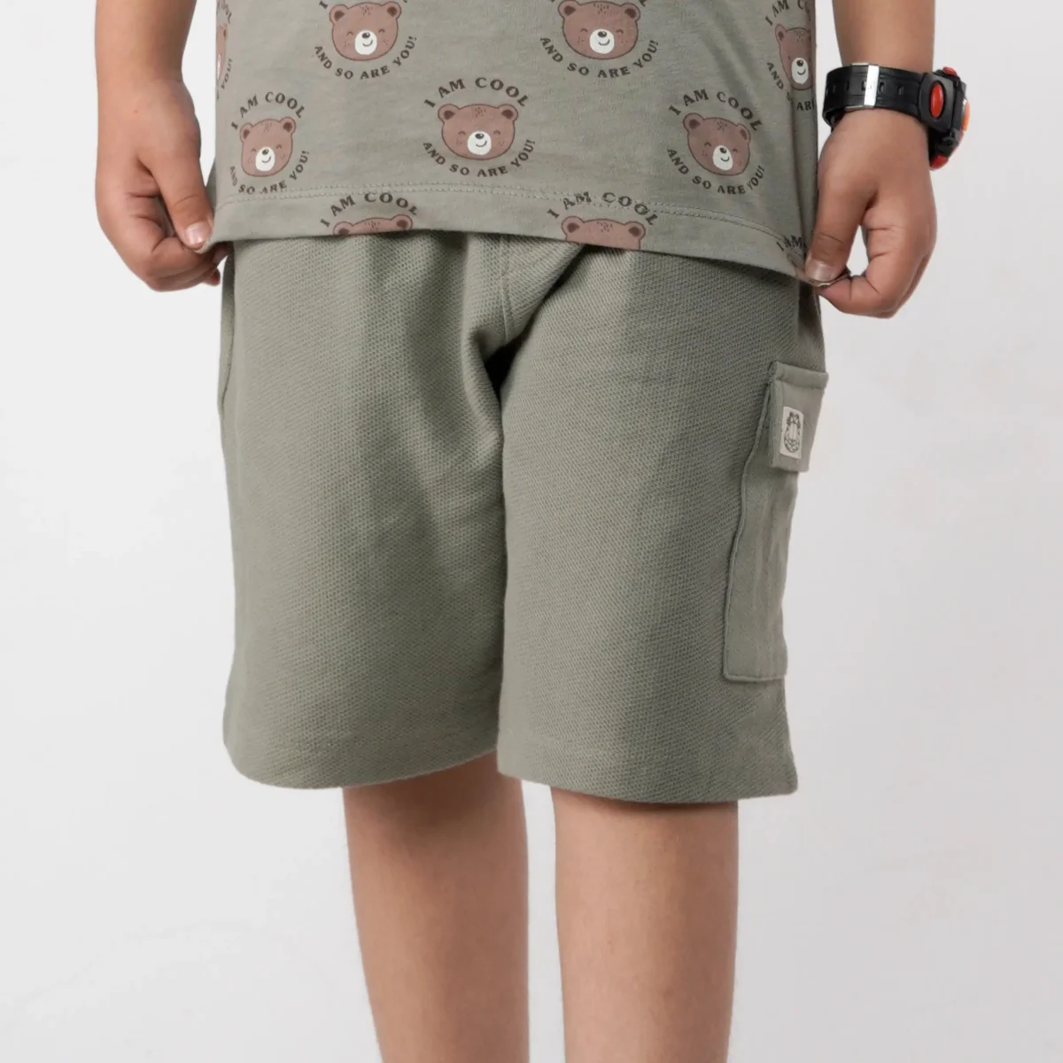Olive Cargo Shorts Juniors.pk