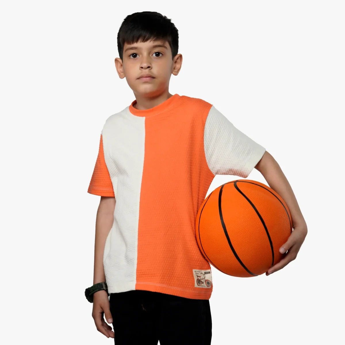 Orange/White Panel Tee - Image 1