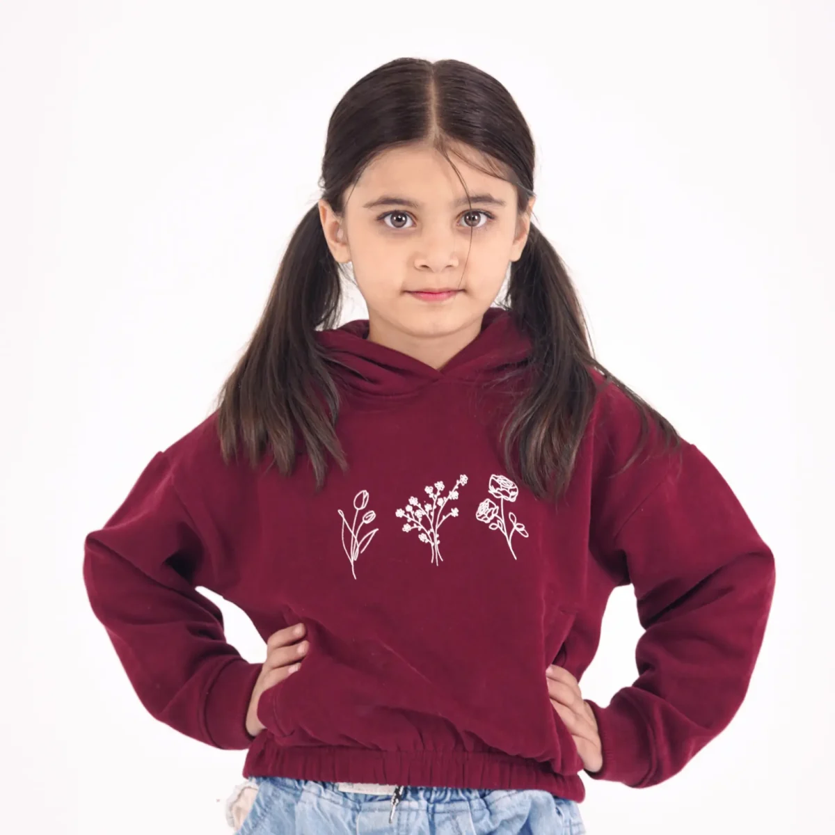 Maroon Cropped Hoodie - Image 1